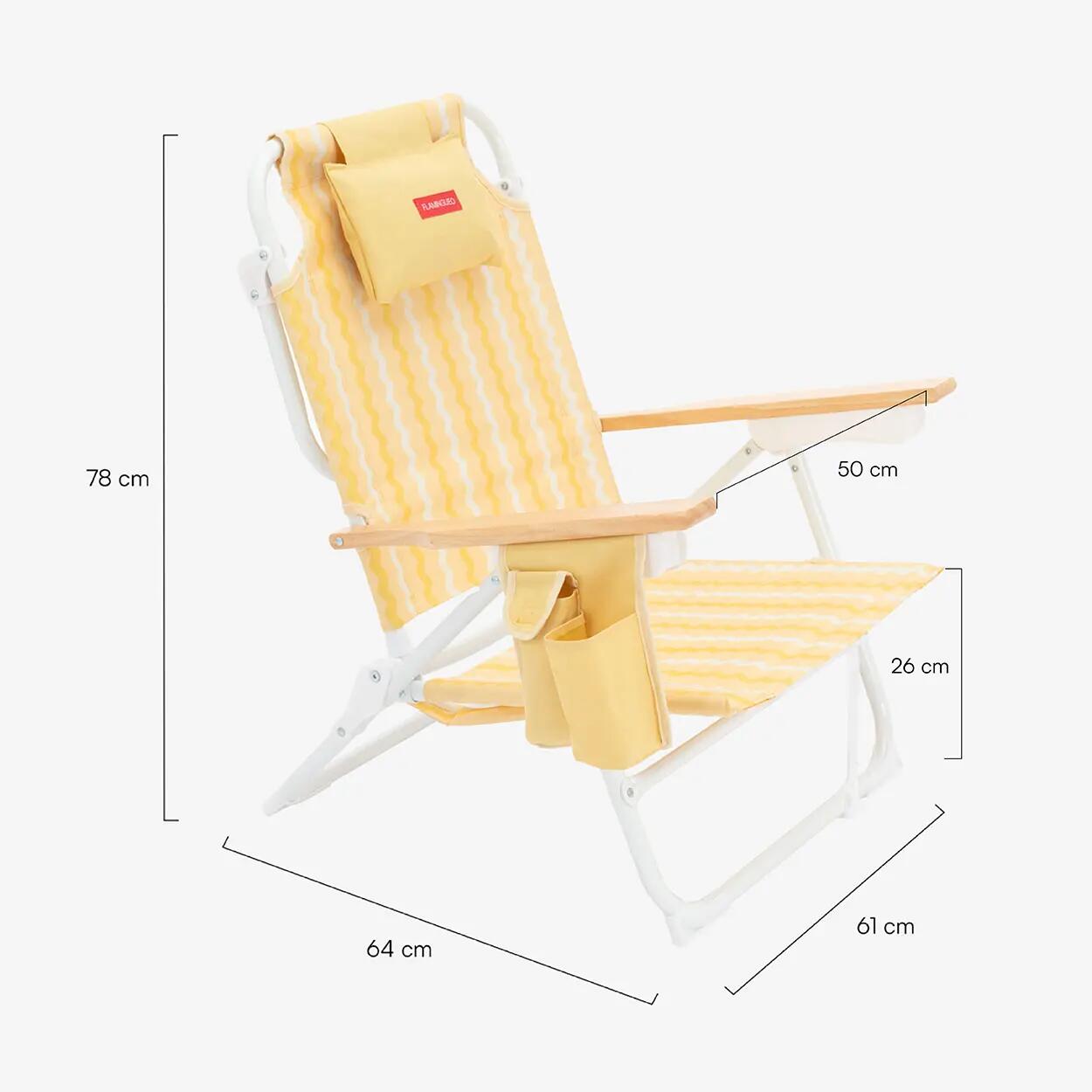 Flamingueo silla playa reclinable 5 posiciones aluminio amarillo 6/6