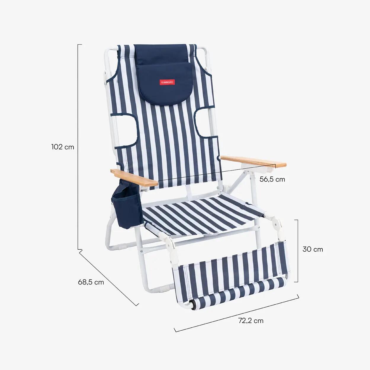 Flamingueo chaise de plage inclinable repose-pieds aluminium bleu 8/8