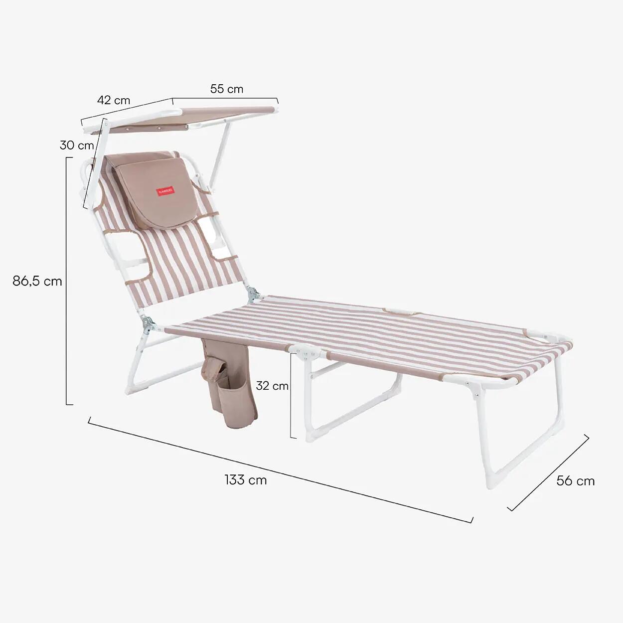 Flamingueo tumbona plegable parasol aluminio poliéster beige 8/8