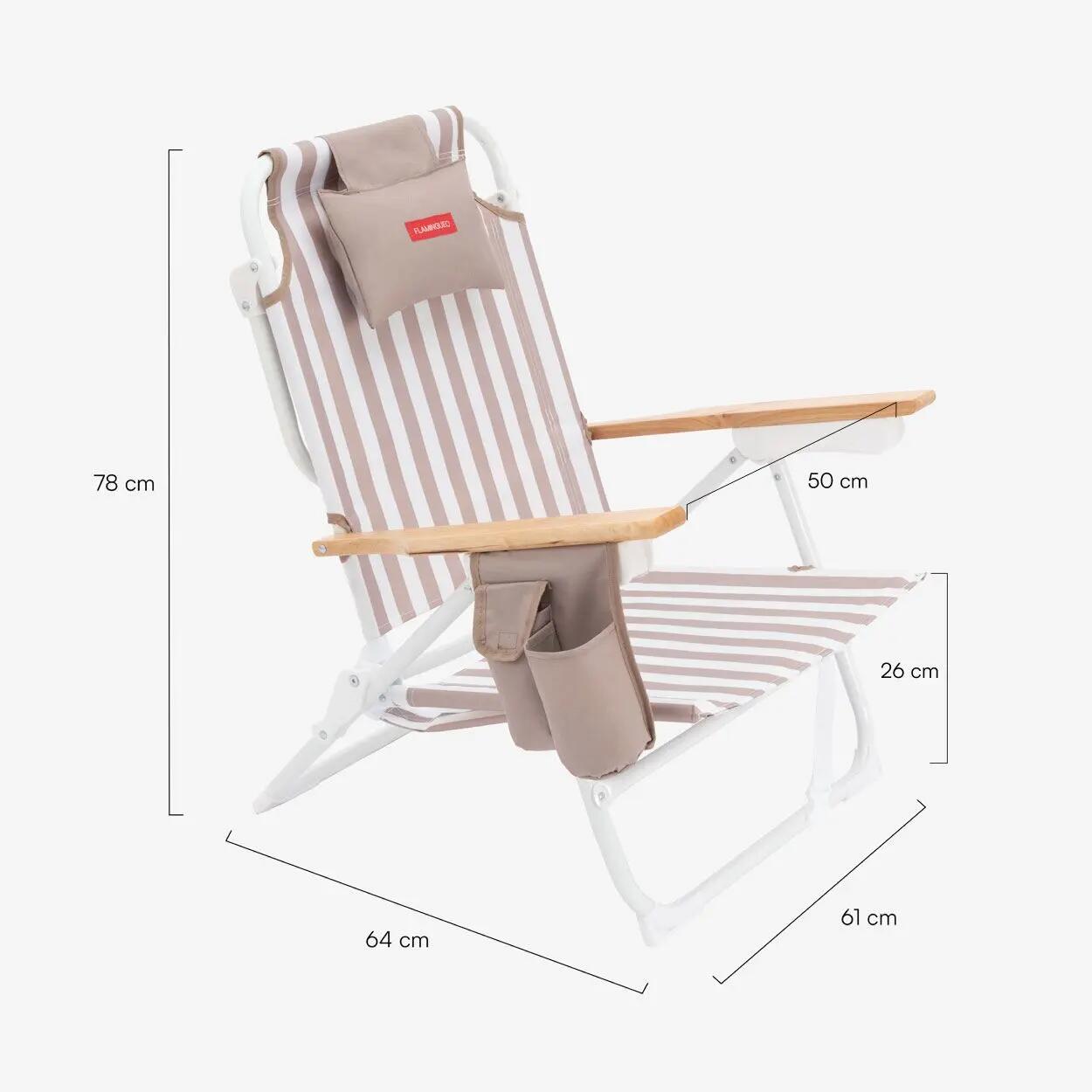 Flamingueo silla playa reclinable 5 posiciones aluminio beige 8/8