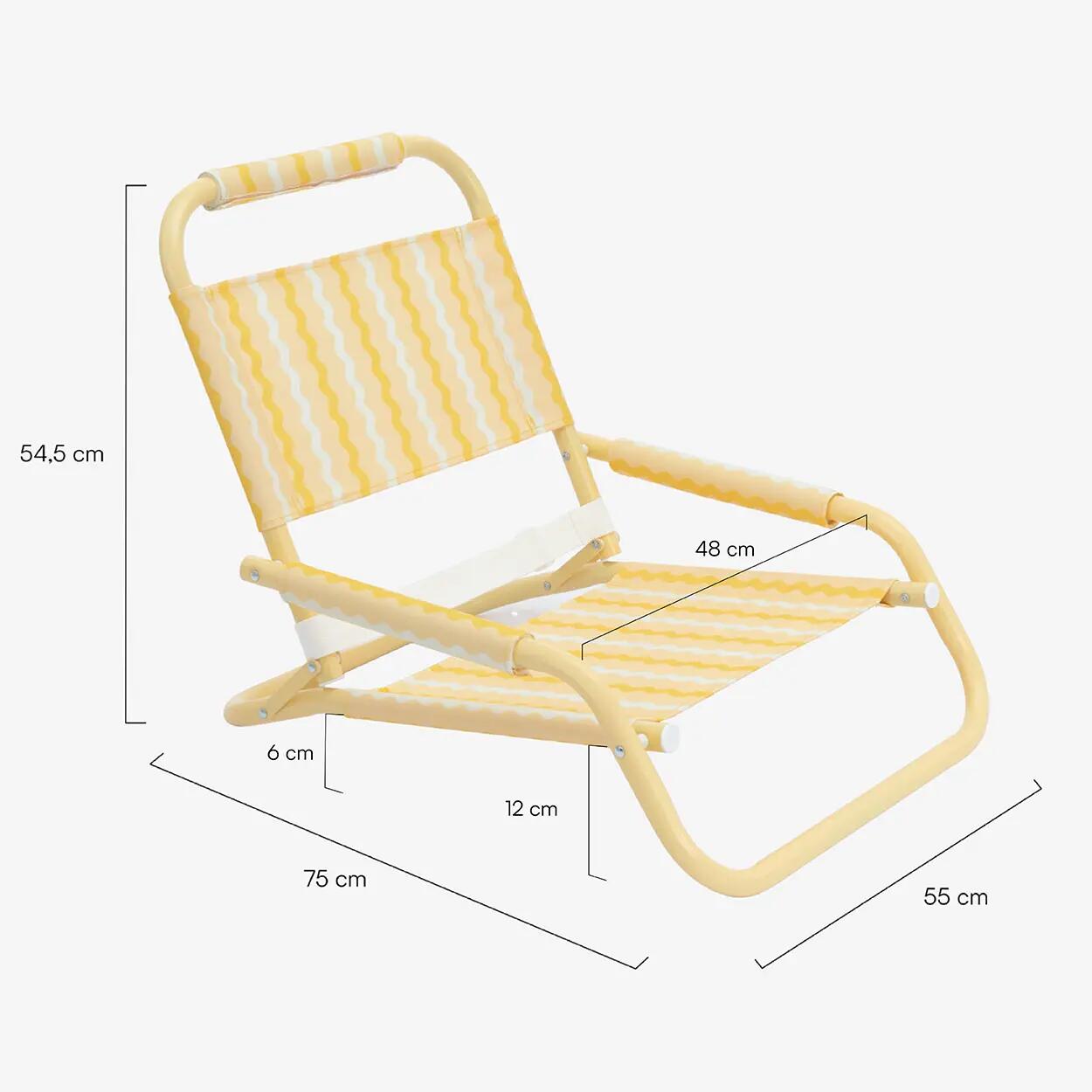 Flamingueo silla playa baja plegable aluminio poliéster amarillo 7/7