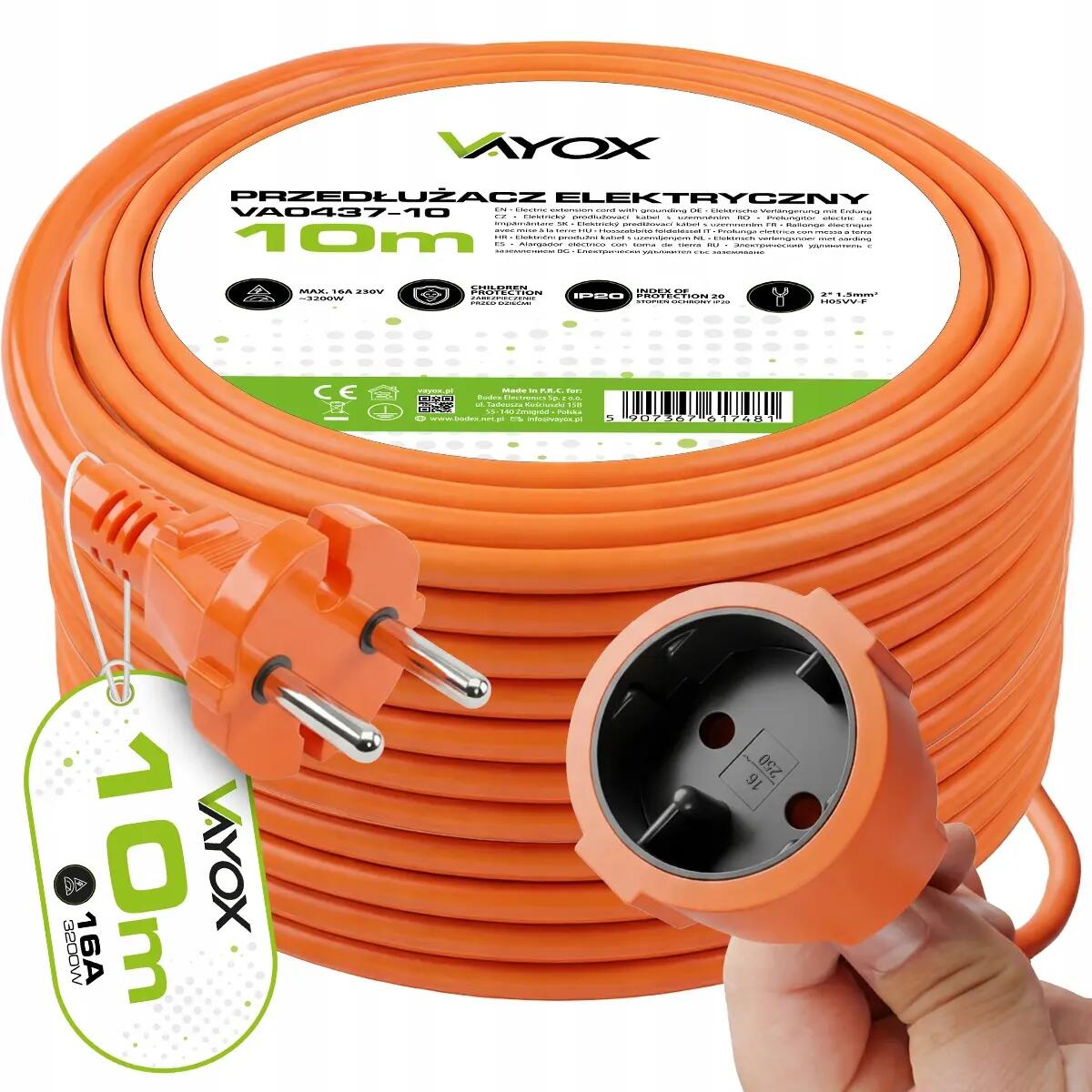 Przedłużacz jednogniazdowy Vayox VA0437 2x1,5mm² IP20 1/15