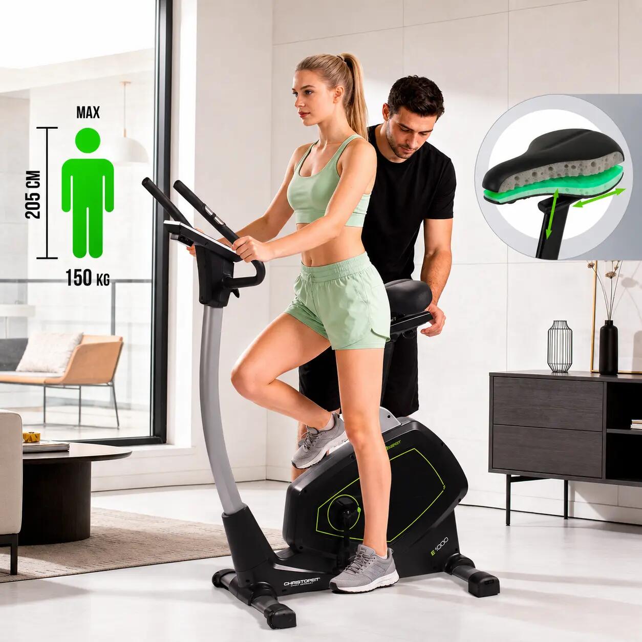 Heimtrainer mit Eigenantrieb - Stromlos - inkl. Pulsgurt - ECO 1000 4/9