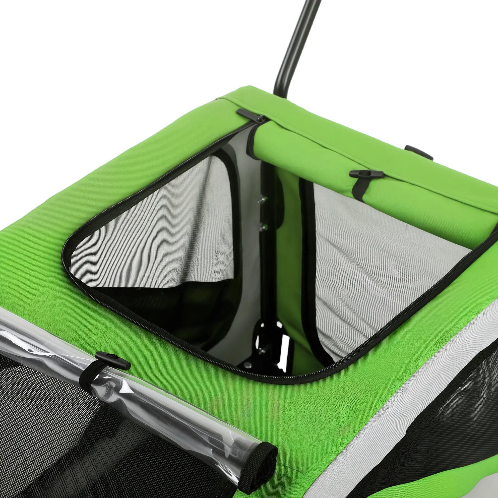 Remolque de Bicicleta Perros PawHut 134x62x101 cm Verde 4/5