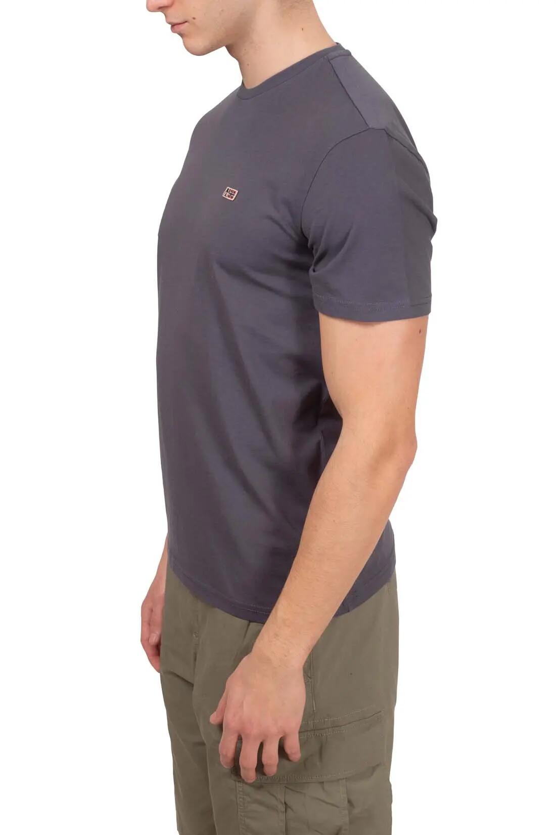 t-shirt - casual - homme - coton 100%, col rond, patch logo - blanc 4/5