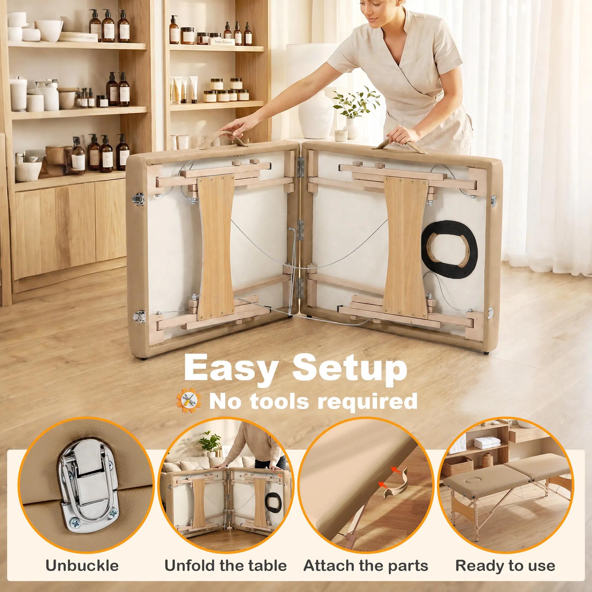 Marquesa de massagem 186x60x87 cm castanho claro HOMCOM 8/13