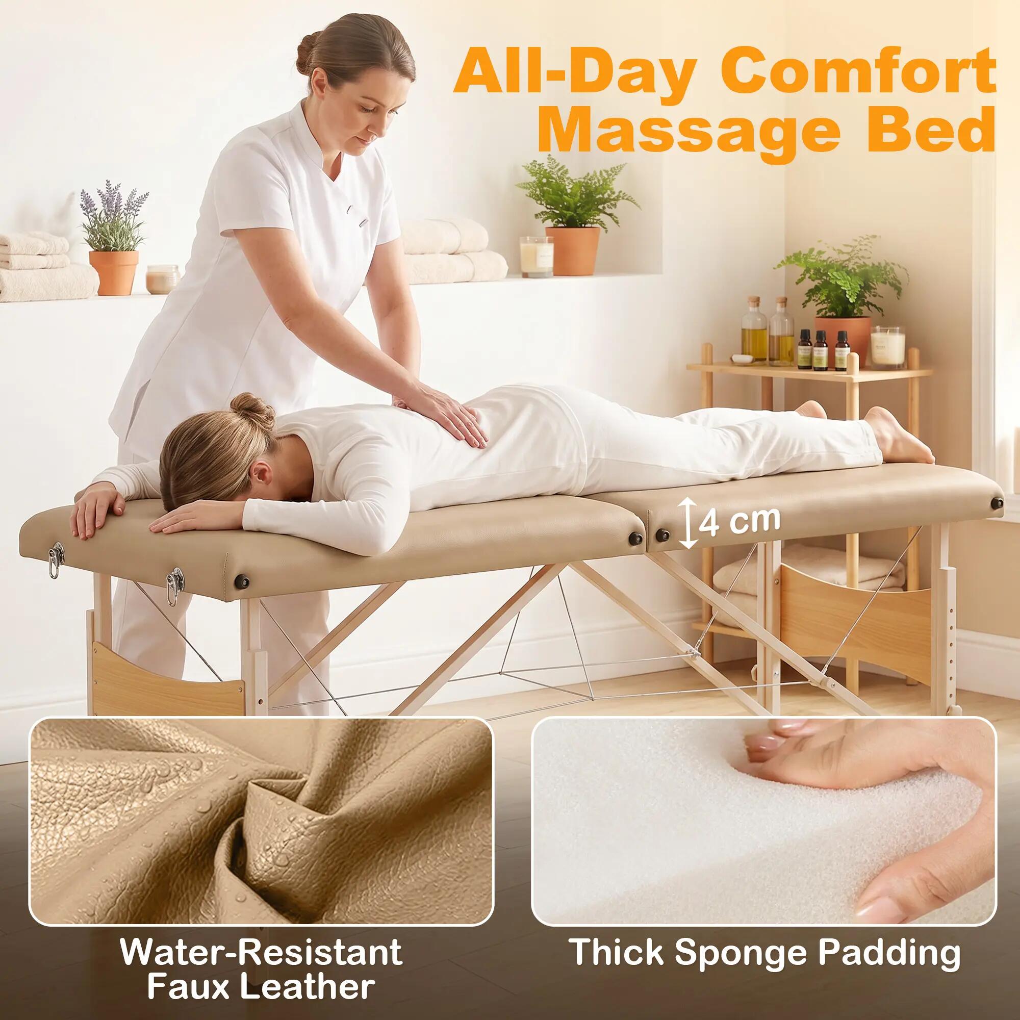 Marquesa de massagem 186x60x87 cm castanho claro HOMCOM 7/13