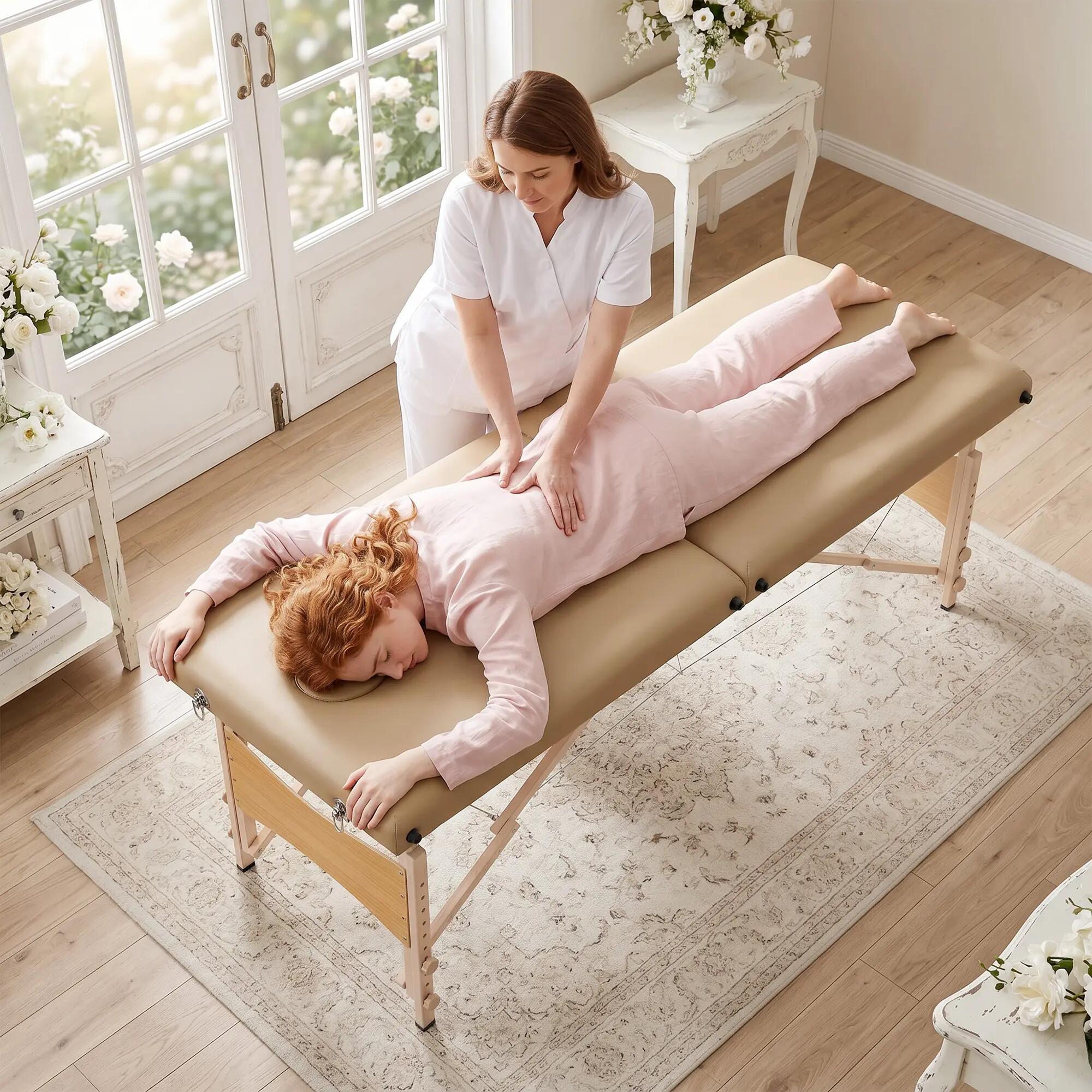 Marquesa de massagem 186x60x87 cm castanho claro HOMCOM 10/13