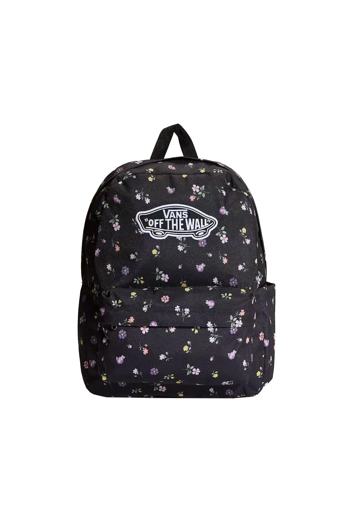 Mochila Negra con Flores Old Skool Classic Backpack - Diseño Icónico, Espaciosa 4/6