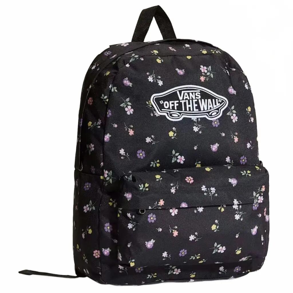 Mochila Negra con Flores Old Skool Classic Backpack - Diseño Icónico, Espaciosa 3/6