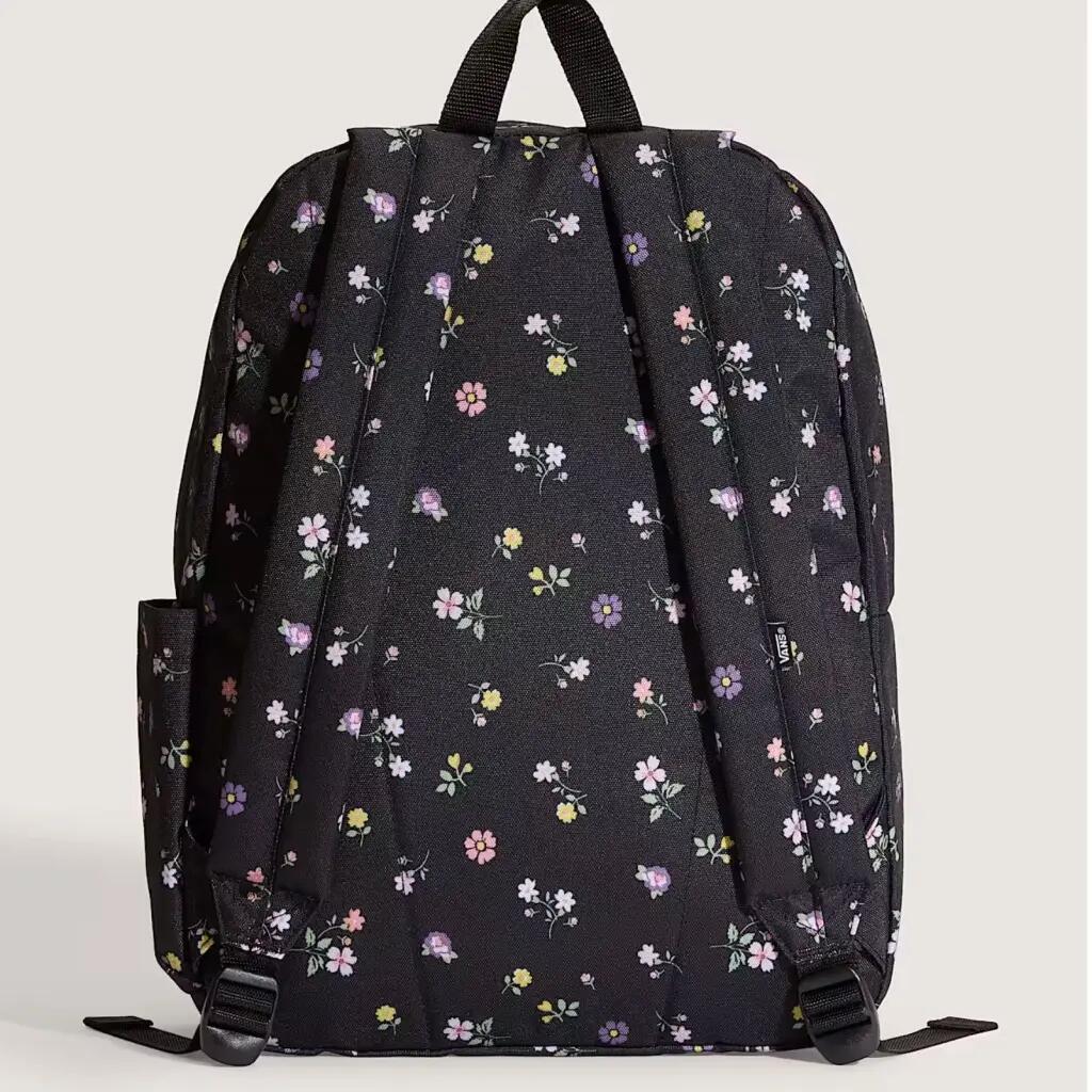 Mochila Negra con Flores Old Skool Classic Backpack - Diseño Icónico, Espaciosa 2/6