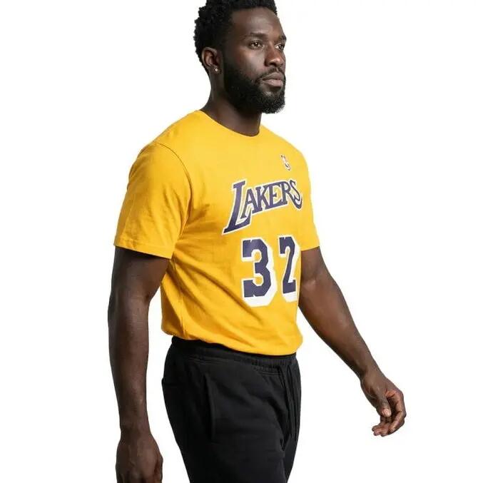 Camiseta de manga corta Mitchell & ness modelo BMTRINTL1074-LALMJYEL para unisex 5/6