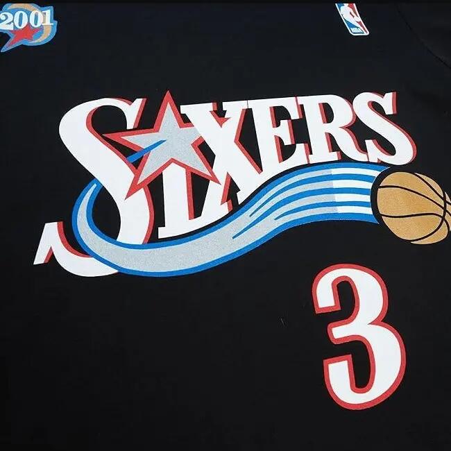 Kurzarmshirt Mitchell & ness Modell BMTRINTL1074-P76AIBLCK für männer 5/7