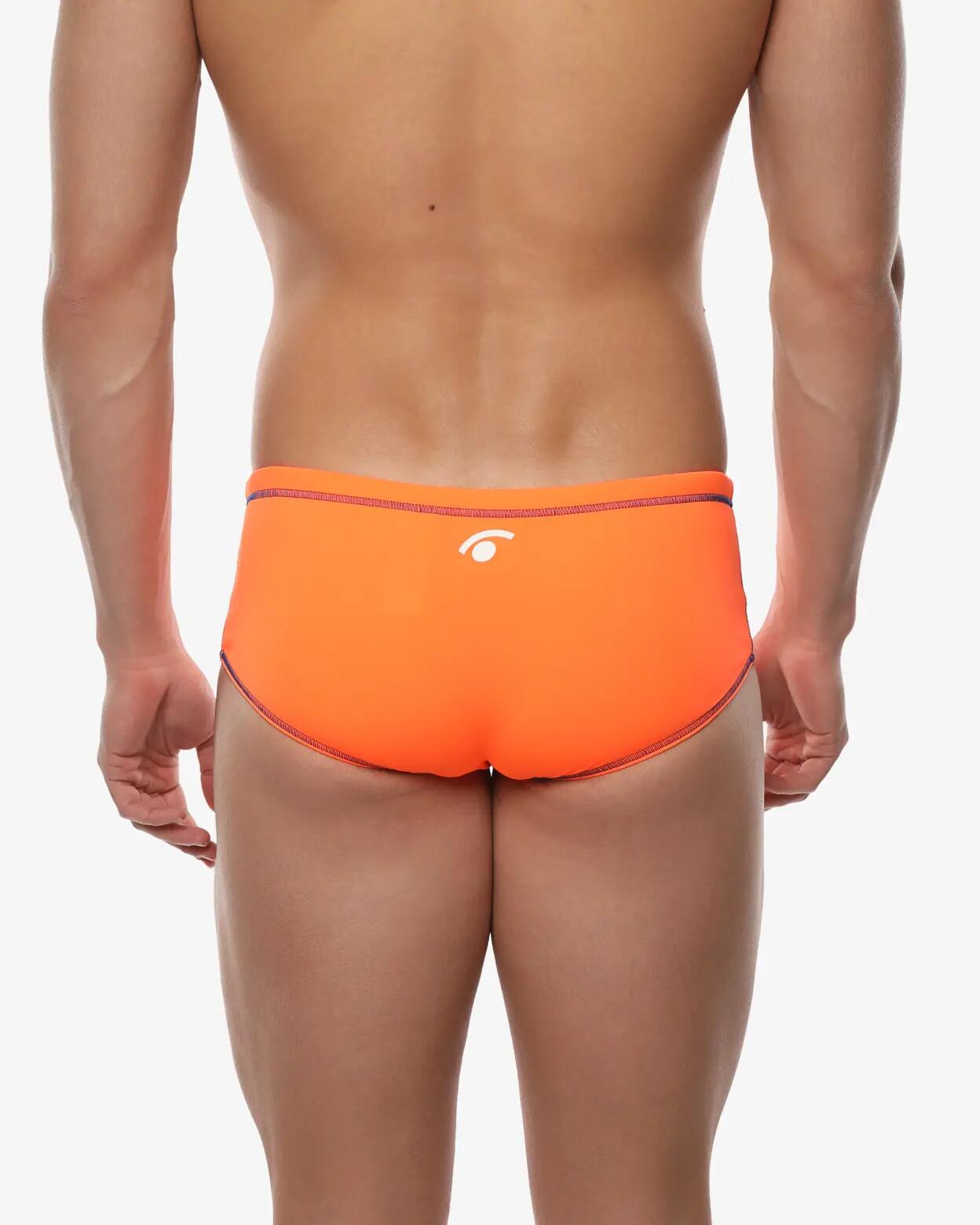 Boxer de bain homme orange et bleu fluo en matière synthétique 2/4