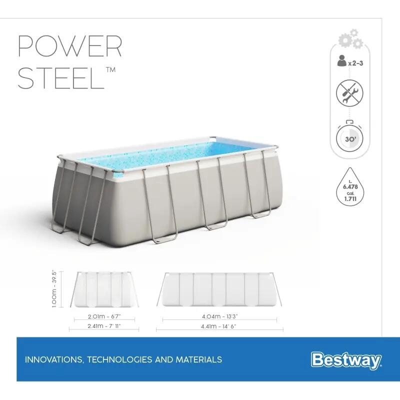 Bestway Piscine hors sol - Power Steel - Gris clair  404x201x100cm 3/8