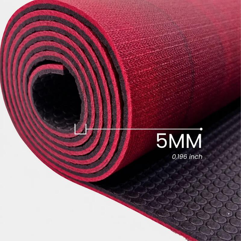 Rebuwo Kaydırmaz Ekolojik PER Yoga ve Pilates Matı 5 mm - Bordo