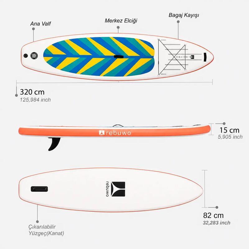 Rebuwo Maldivler Serisi Şişme Stand Up Paddle Board - Turuncu