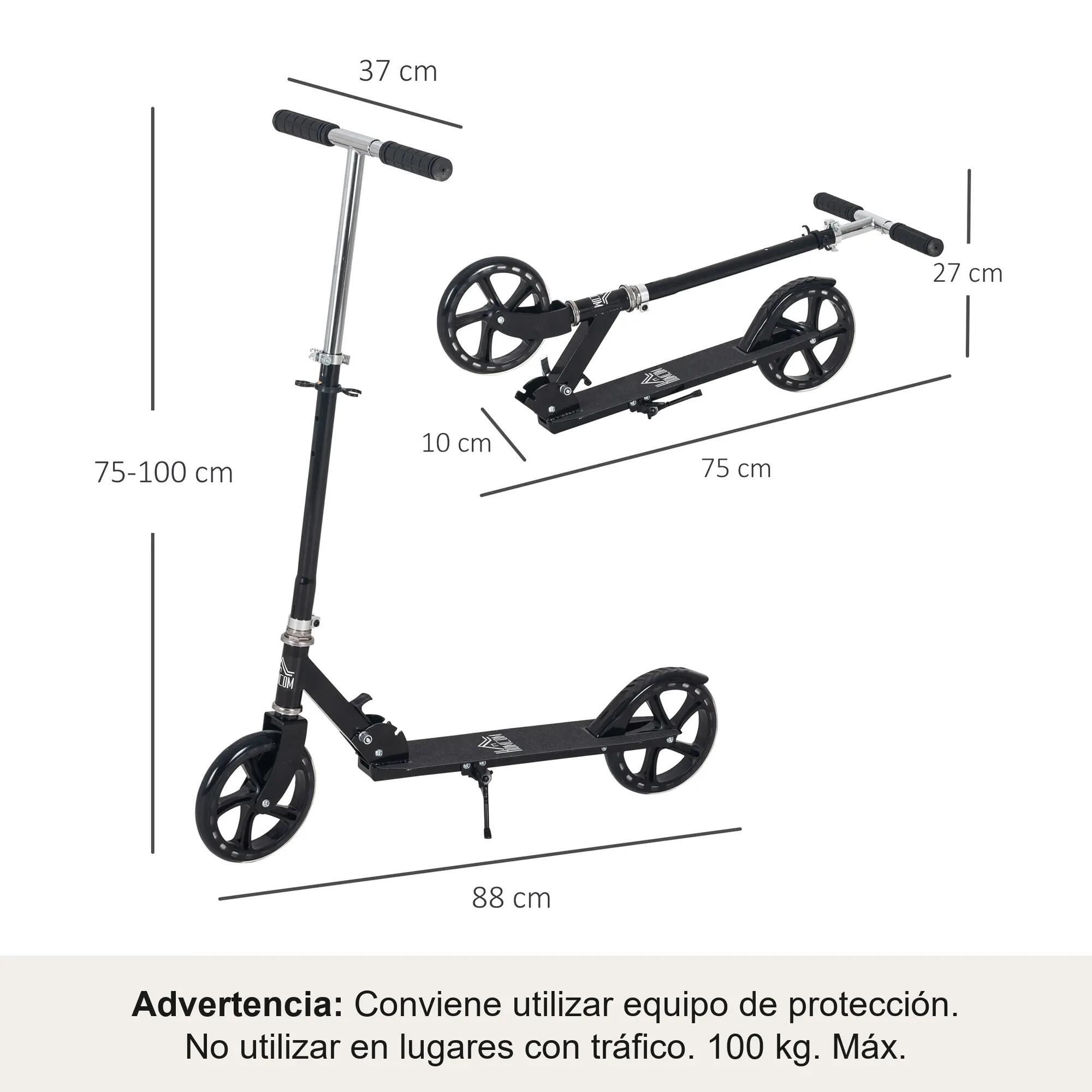 Trotinete Criança 88x37x75-100 cm Preto HOMCOM 3/7