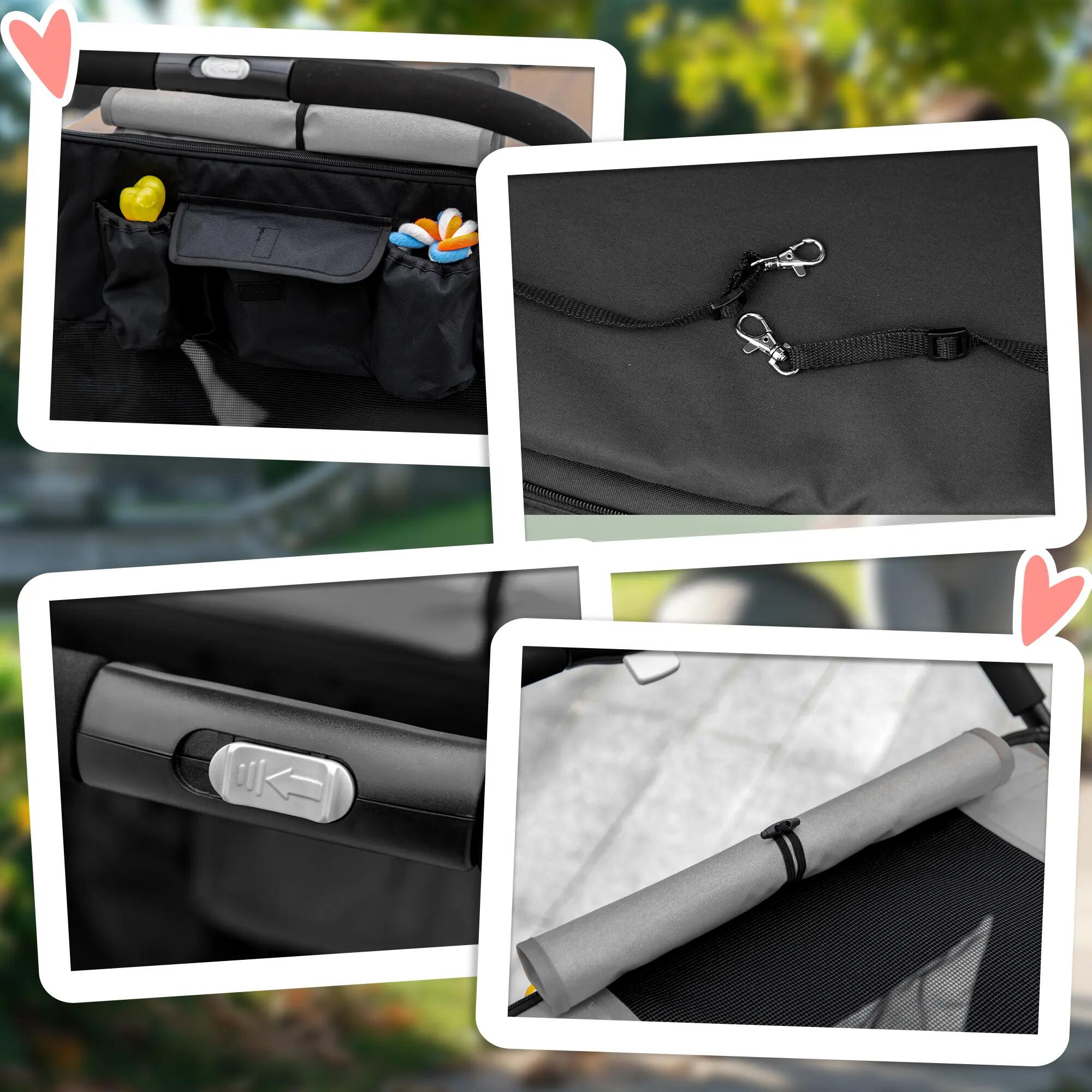 Cochecito para Mascotas PawHut 112x65x100 cm Negro 4/8