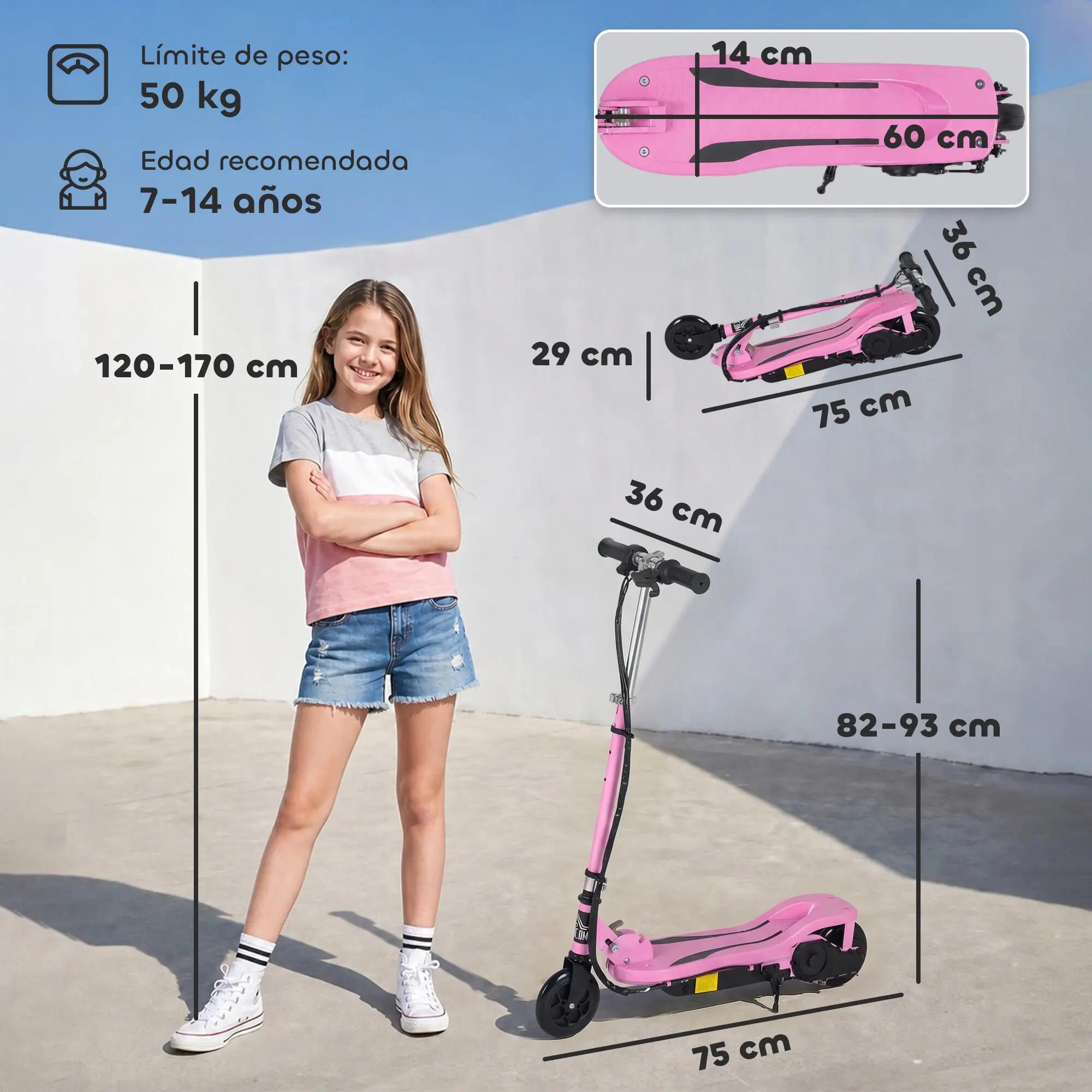 Trotinete Elétrico 75x36x93 cm Rosa HOMCOM 3/7