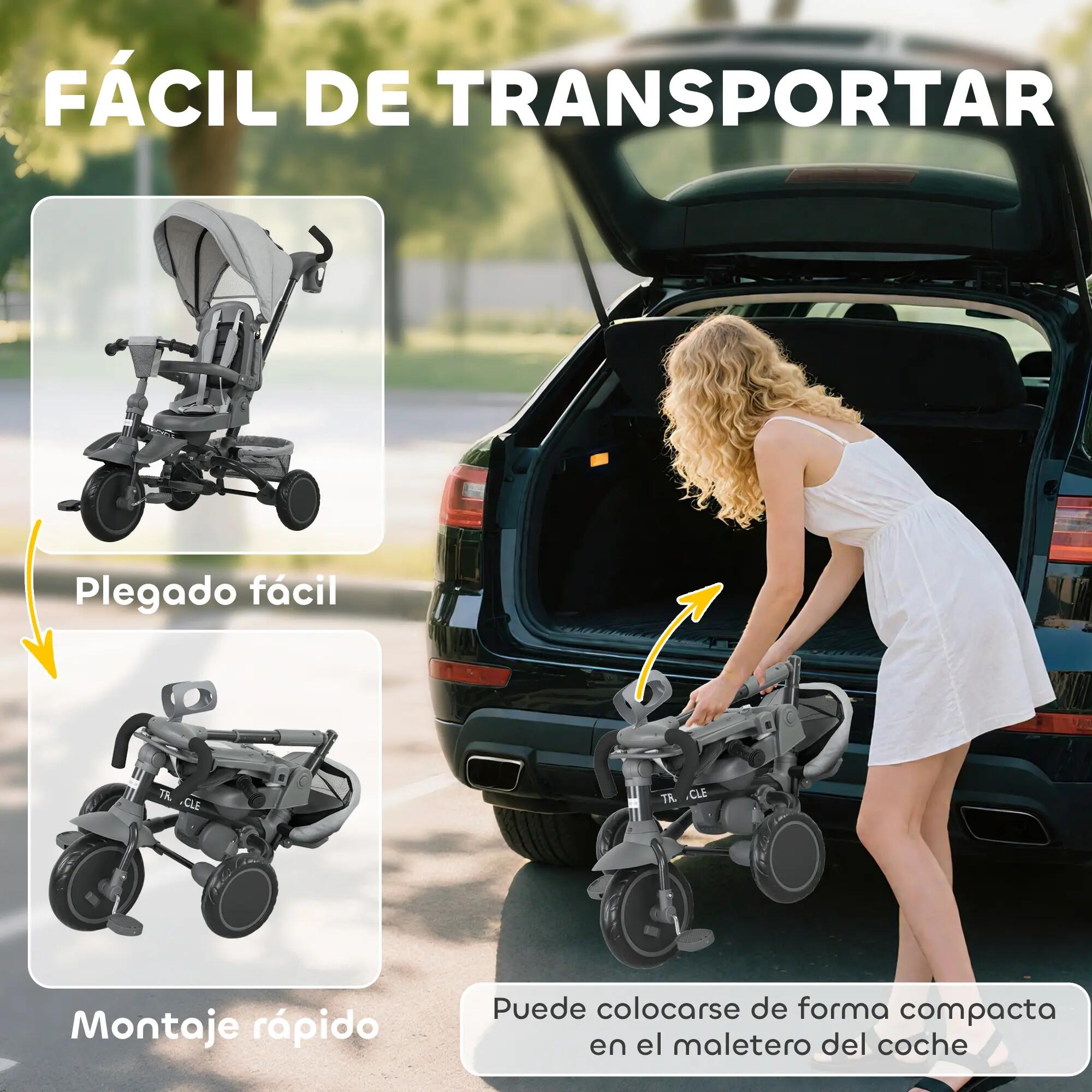 Triciclo Evolutivo 111.5x52x98 cm cinzento AIYAPLAY 4/5
