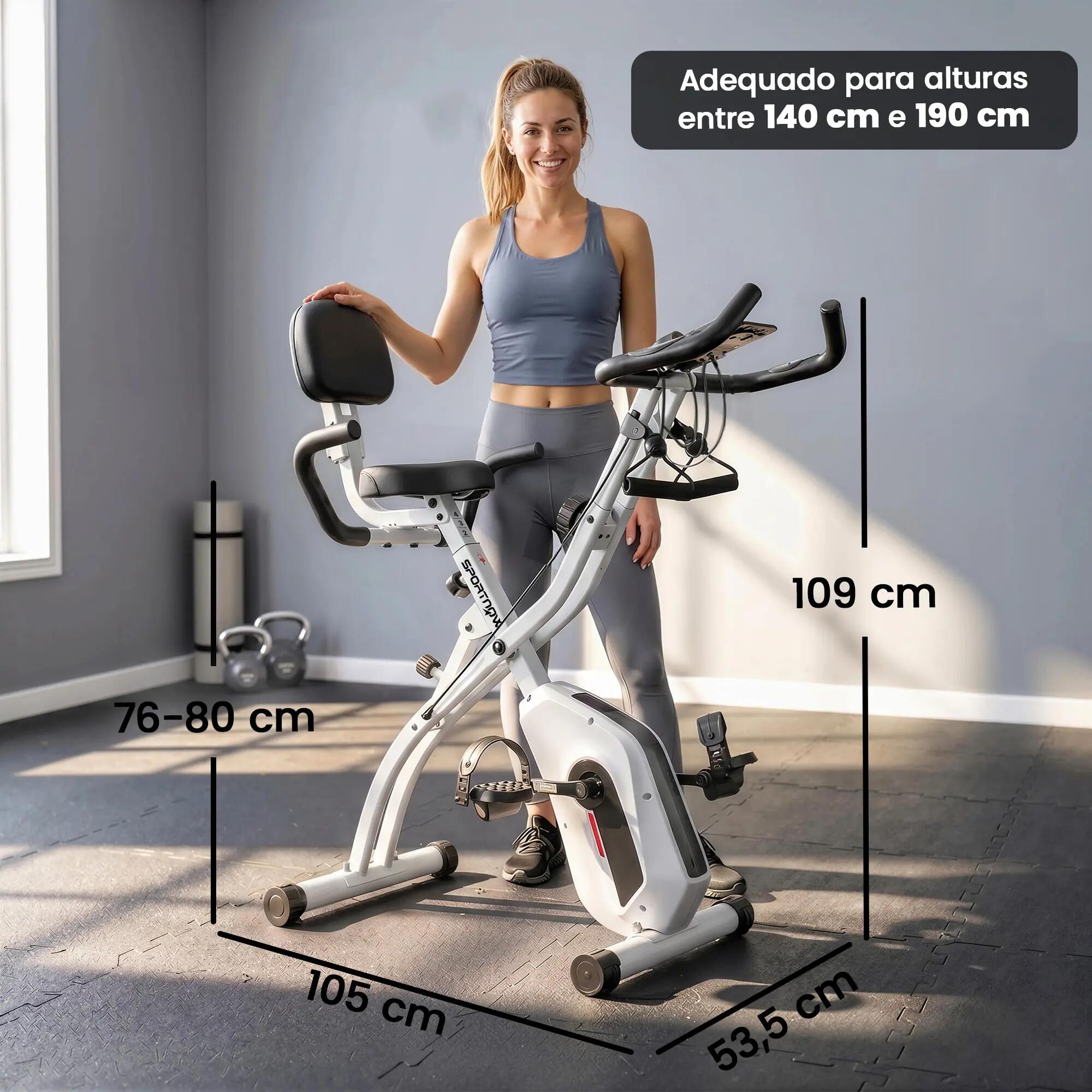 Bicicleta estática dobrável 105x53.5x109 cm branco SPORTNOW 3/4
