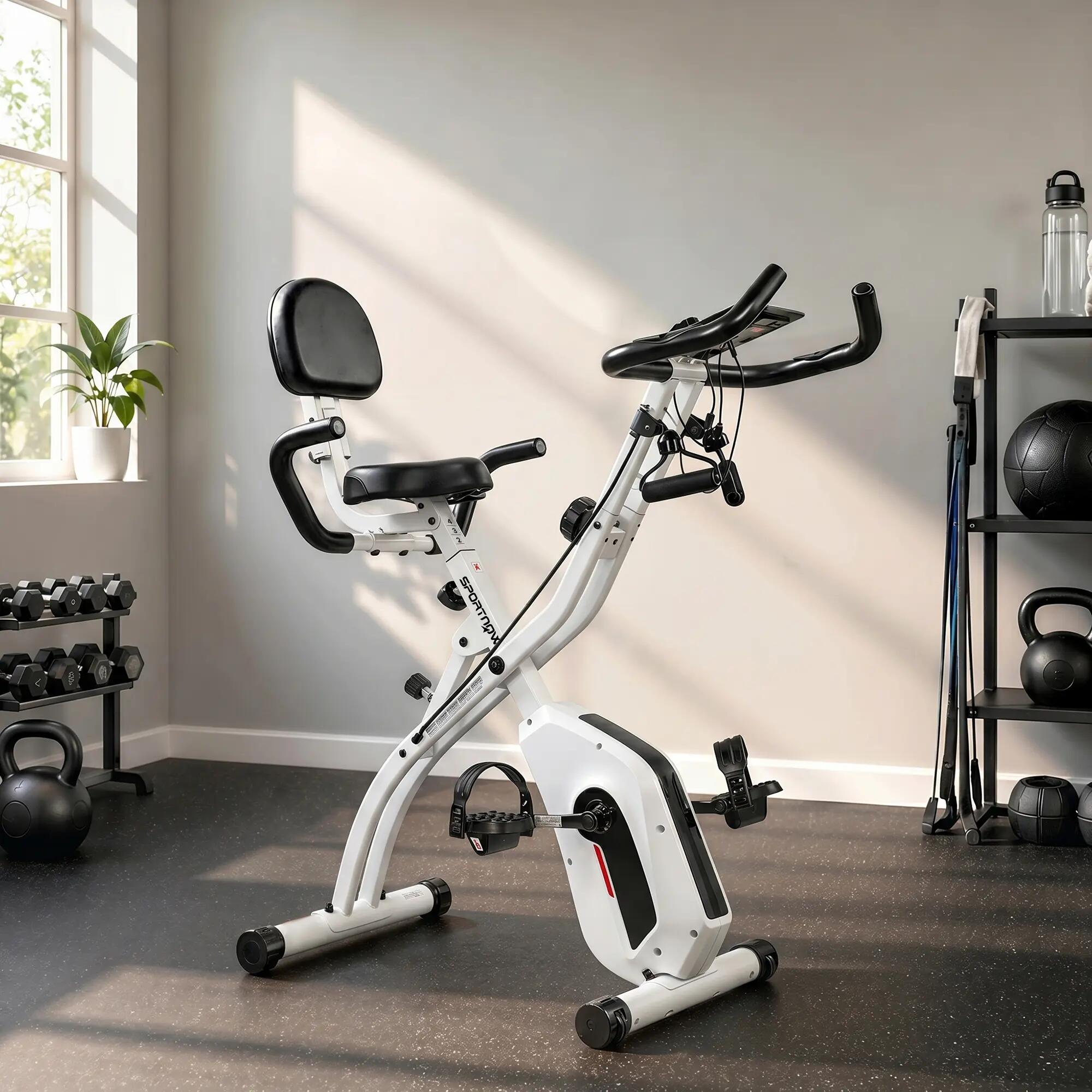 Bicicleta estática dobrável 105x53.5x109 cm branco SPORTNOW 2/4