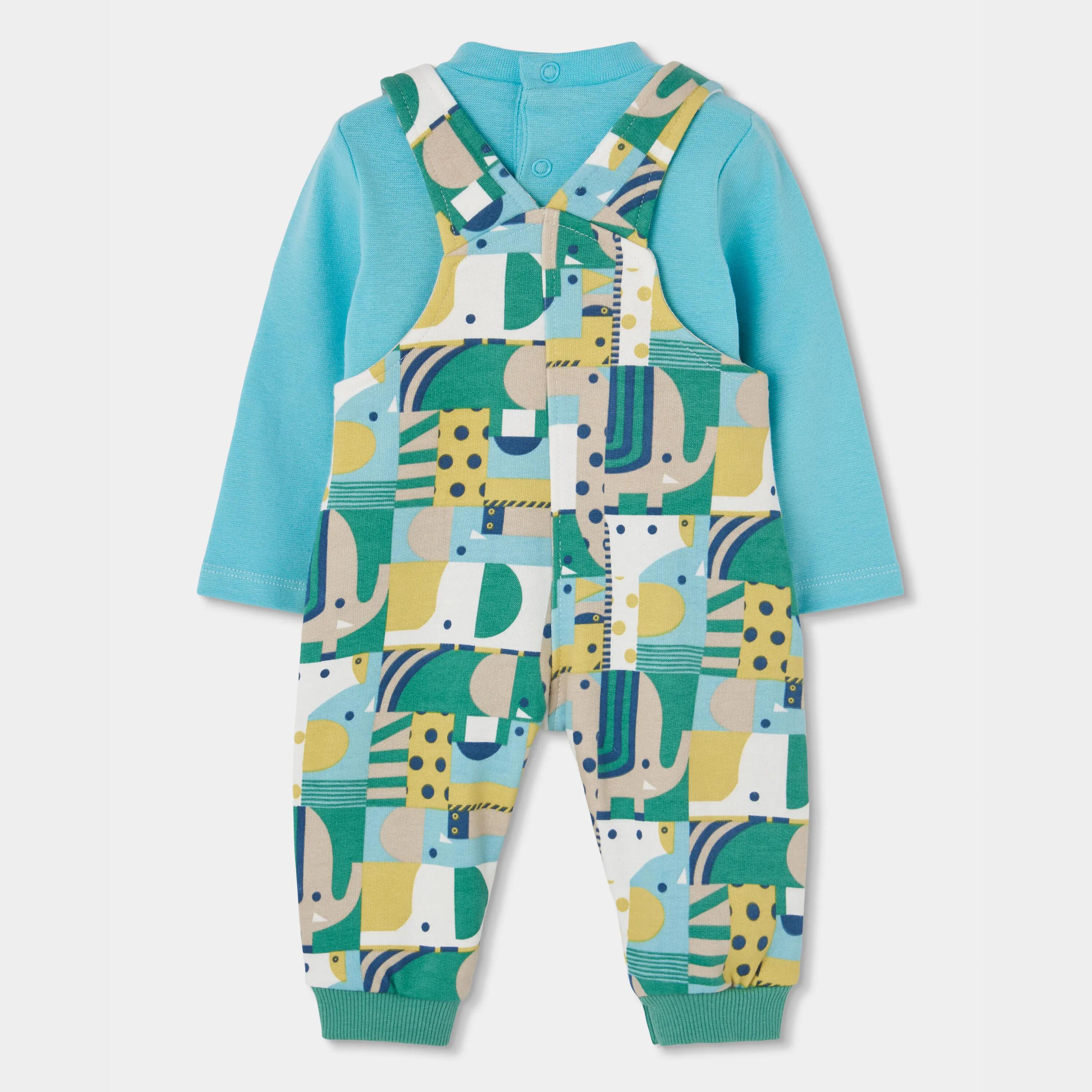 Conjunto punto bebé niño estampado animales verde 2/7