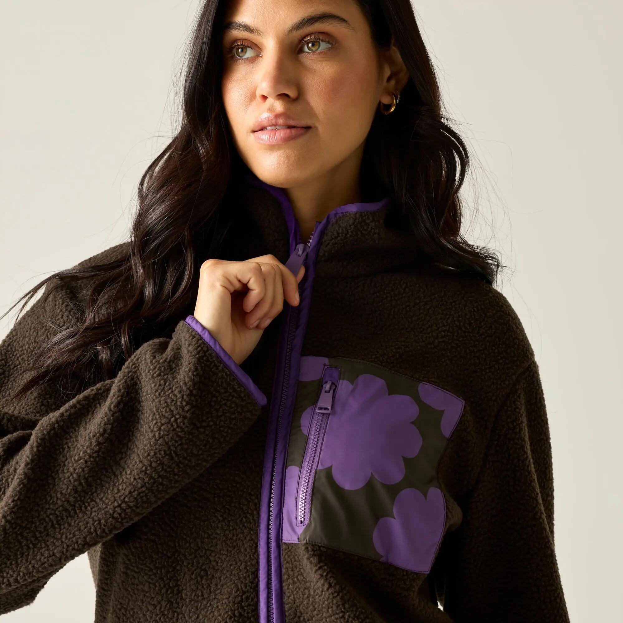 Orla Kiely bedrukte Borg fleece met volledige ritssluiting 5/10