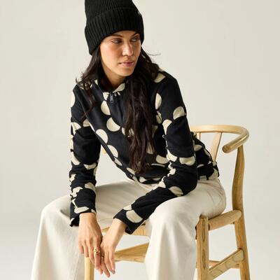 Orla kiely fleece met print en halve rits