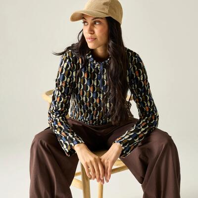 Orla kiely fleece met print en halve rits