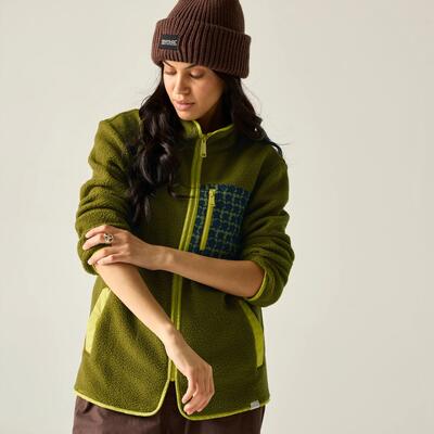 Orla kiely bedrukte borg fleece met volledige ritssluiting