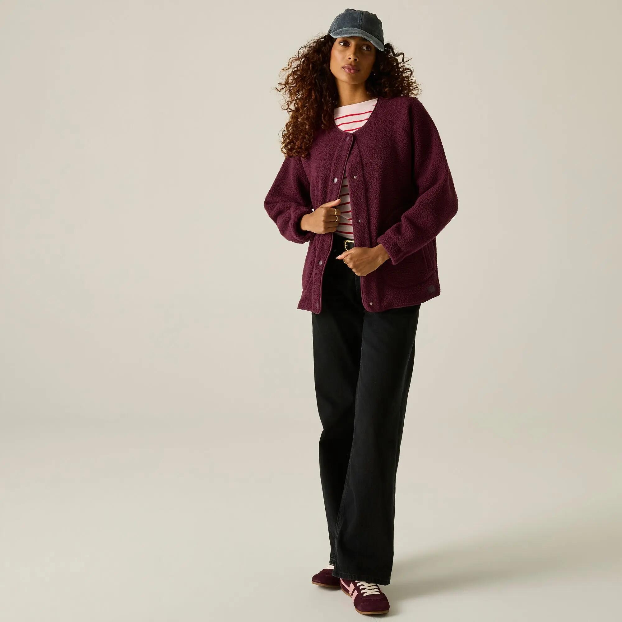Damen-Fleecejacke mit durchgehender Knopfleiste von Lea 6/10