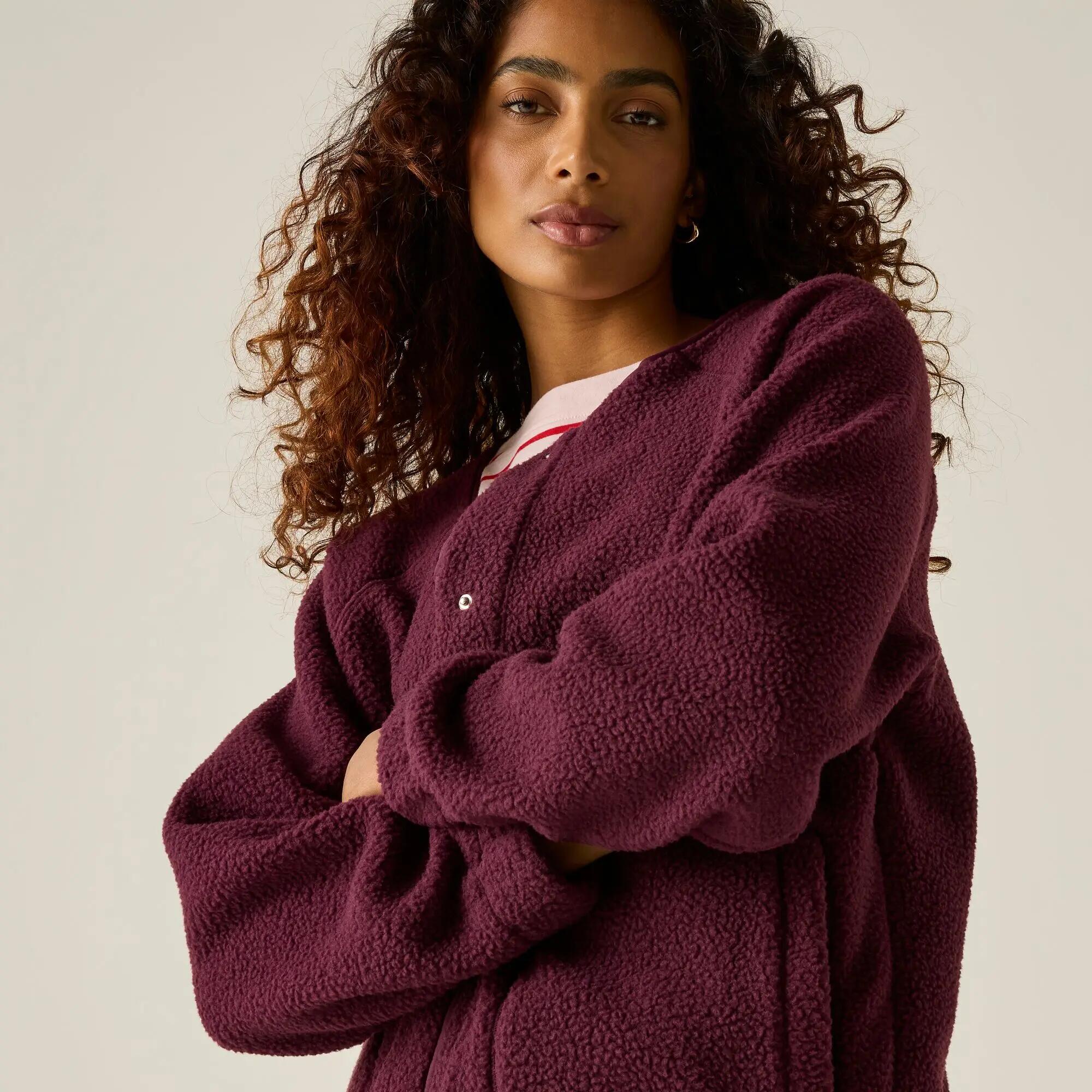 Damen-Fleecejacke mit durchgehender Knopfleiste von Lea 5/10