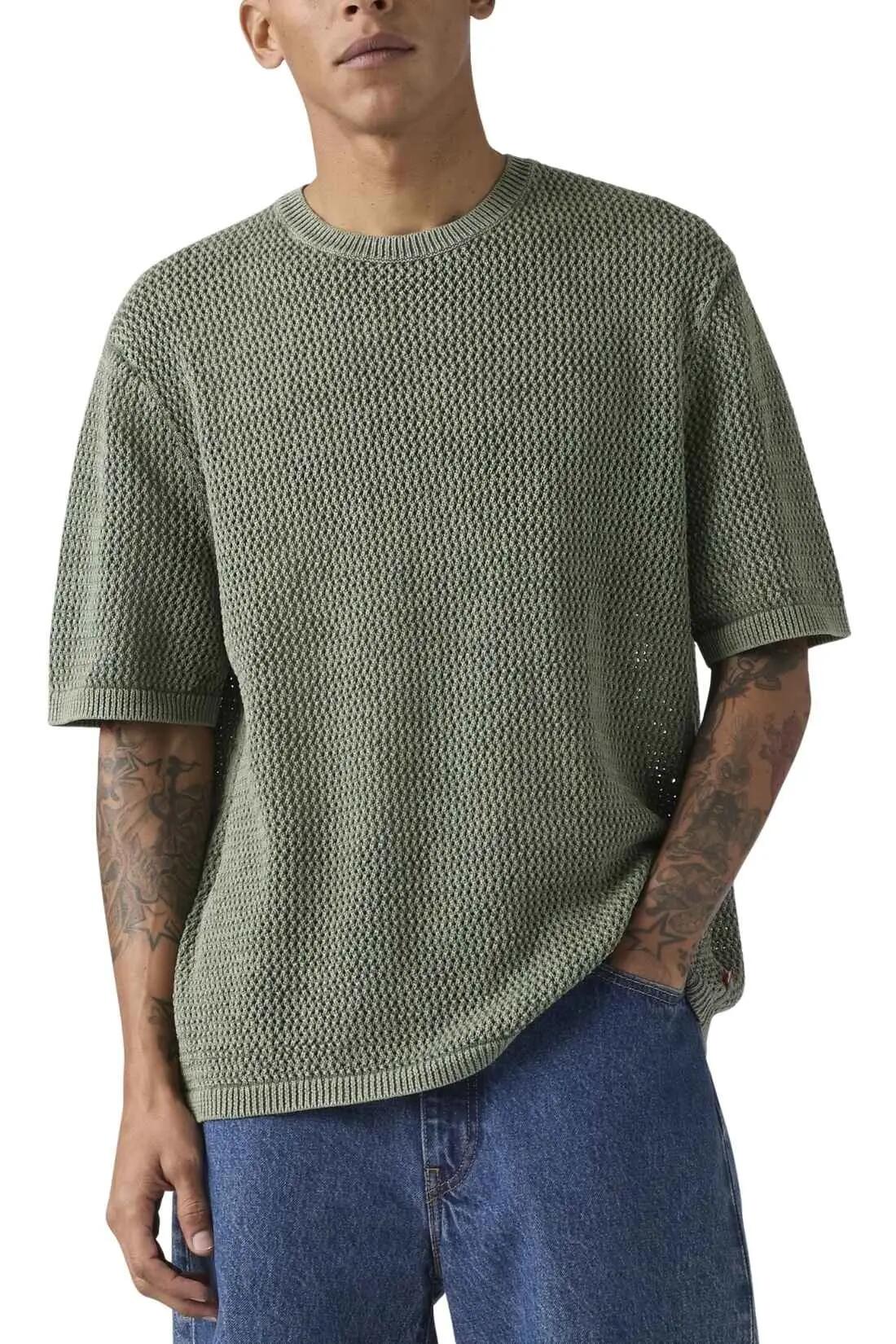 Tee-shirt - homme - coupe regular, 100% coton - stinson - kaki 1/4