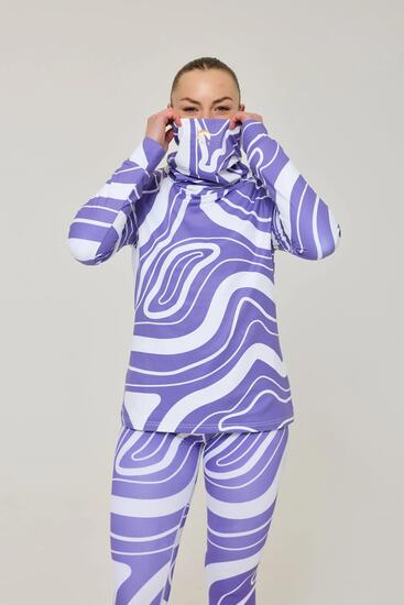 Haut de sous-vêtement à col montant pour femme motif tourbillon violet