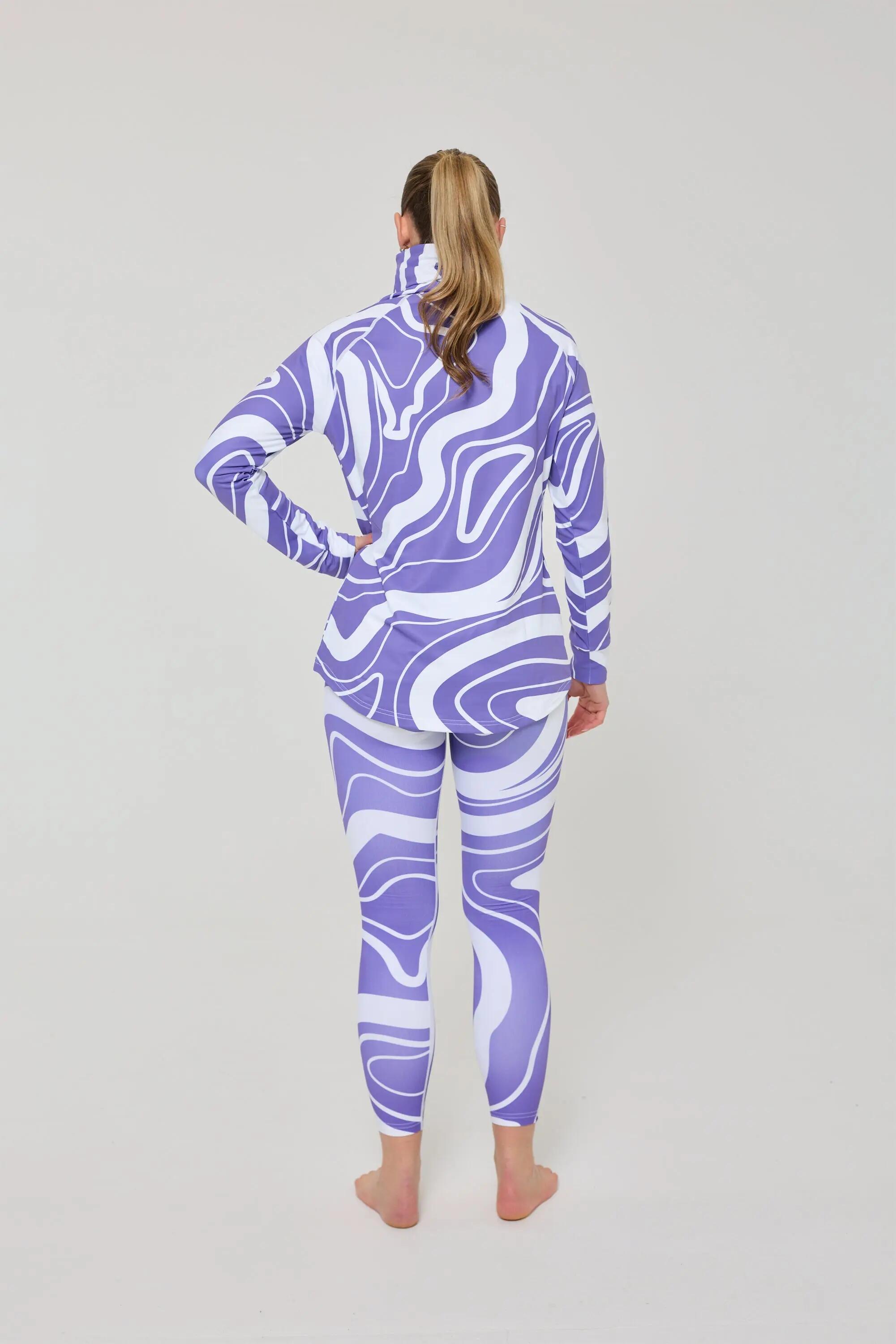 Haut de sous-vêtement à col montant pour femme motif tourbillon violet 5/5