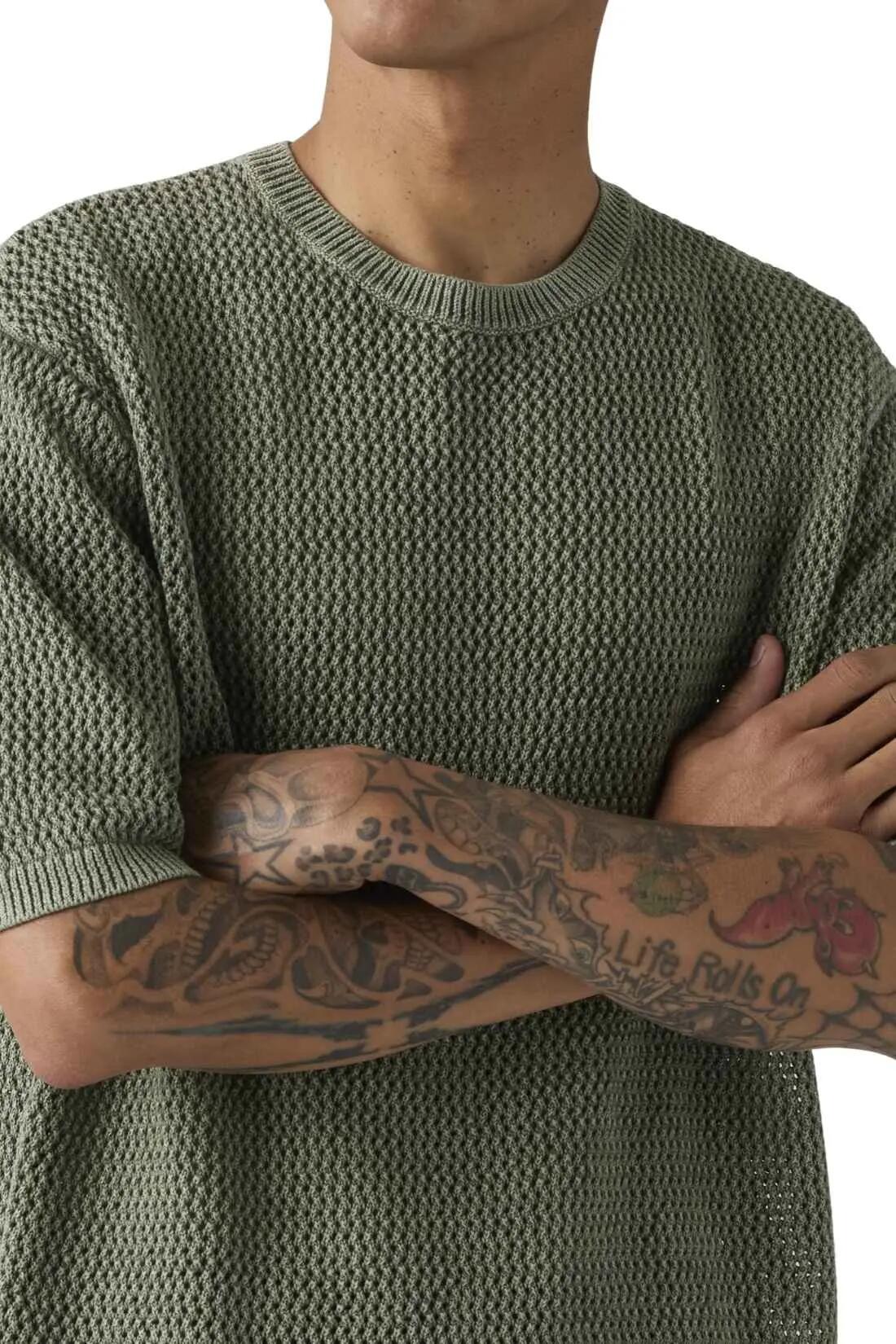 Tee-shirt - homme - coupe regular, 100% coton - stinson - kaki 3/4