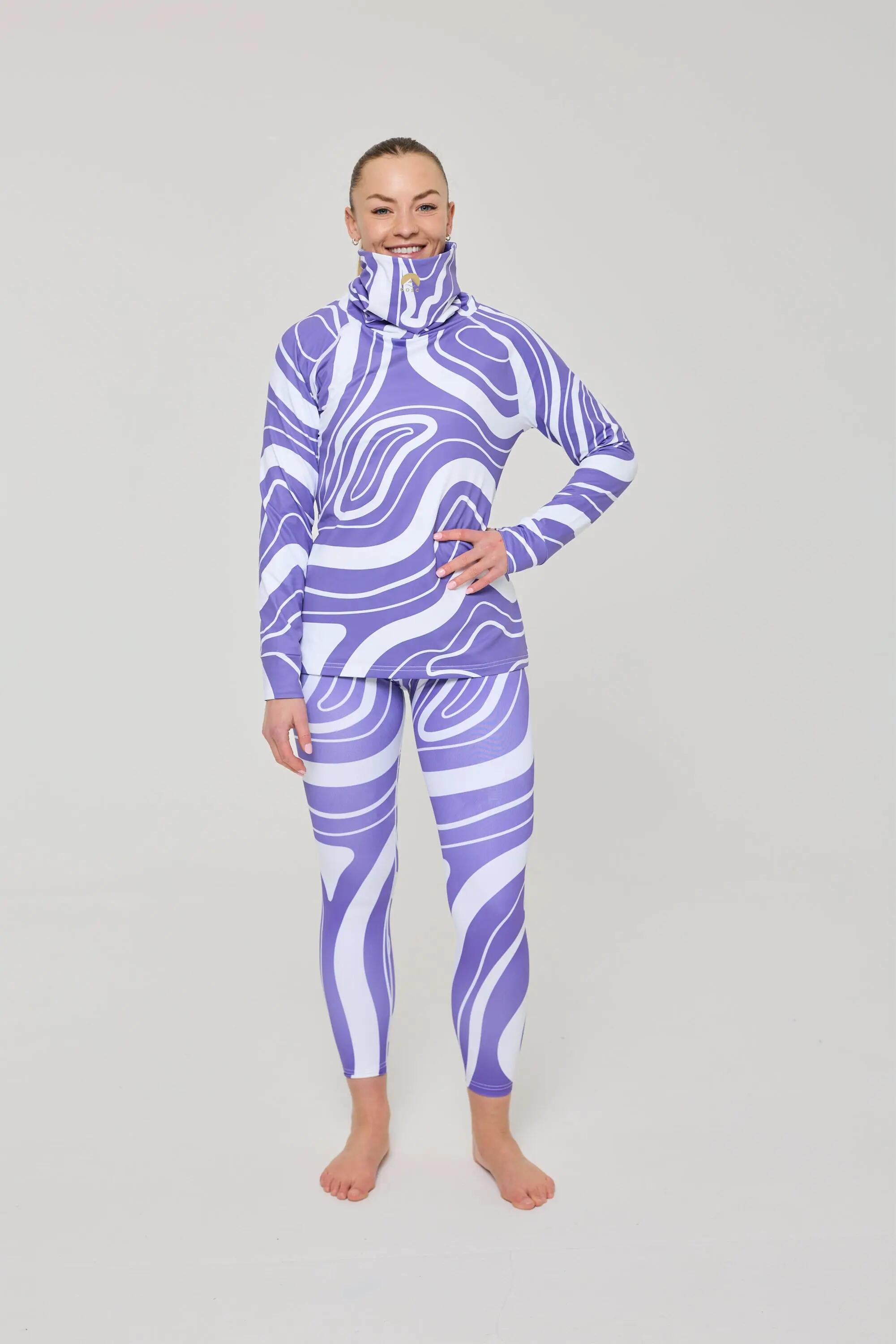 Haut de sous-vêtement à col montant pour femme motif tourbillon violet 4/5