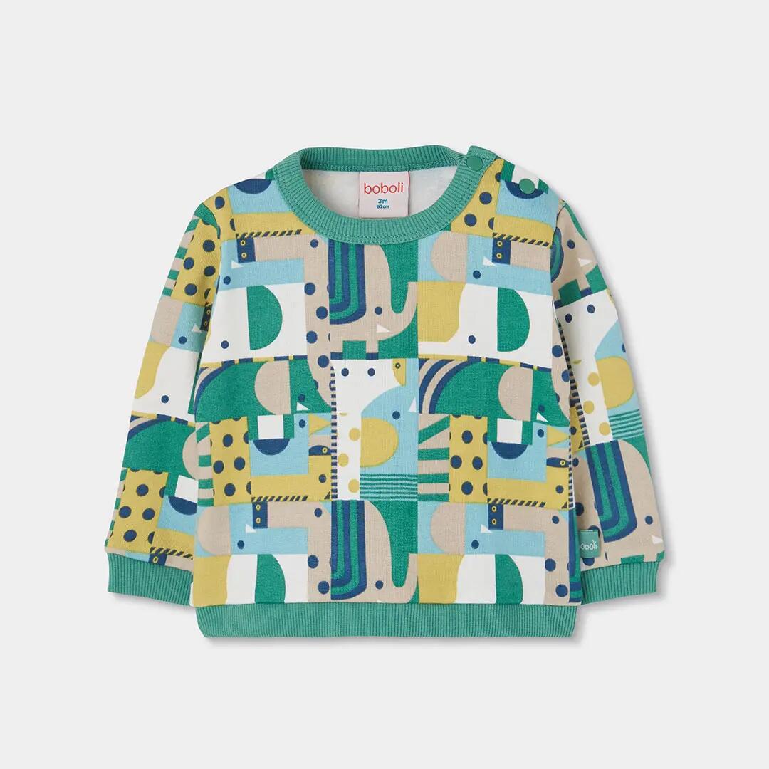 Conjunto punto bebé niño estampado geométrico verde 3/7