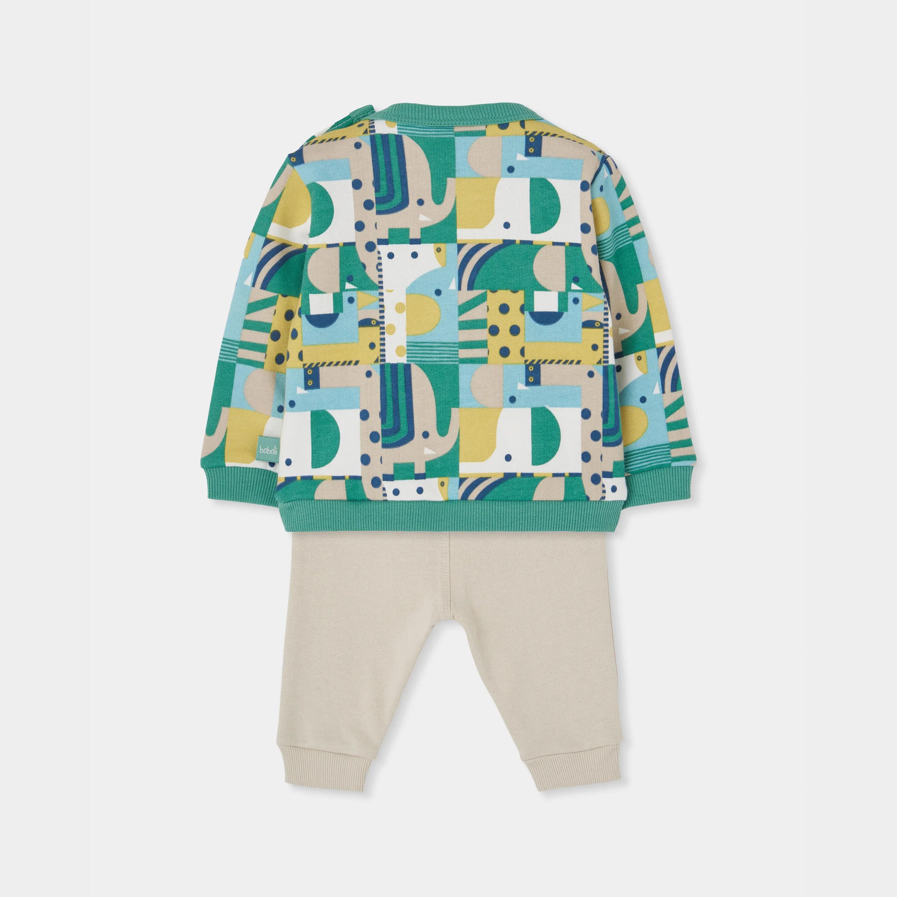 Conjunto punto bebé niño estampado geométrico verde 2/7