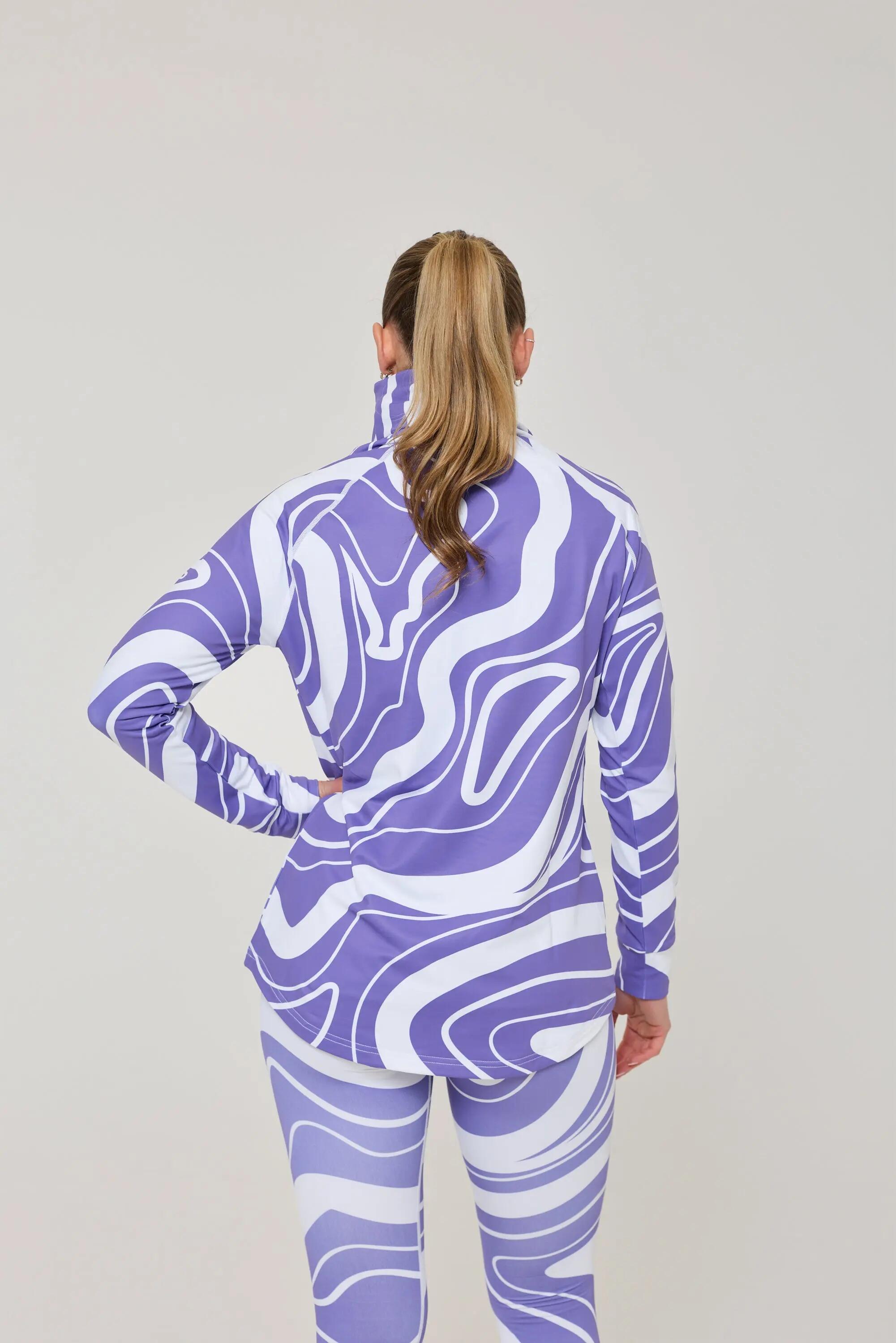Haut de sous-vêtement à col montant pour femme motif tourbillon violet 2/5