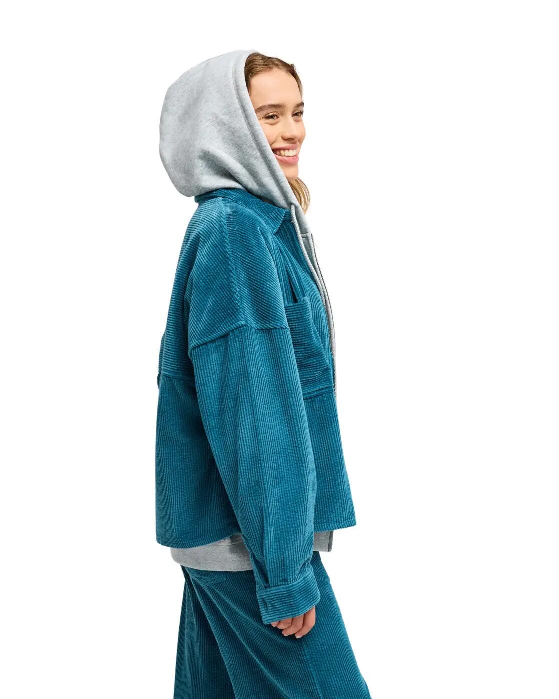 Veste zippée en velours côtelé CHILLED OUT WASHED Bleu Femme 3/4