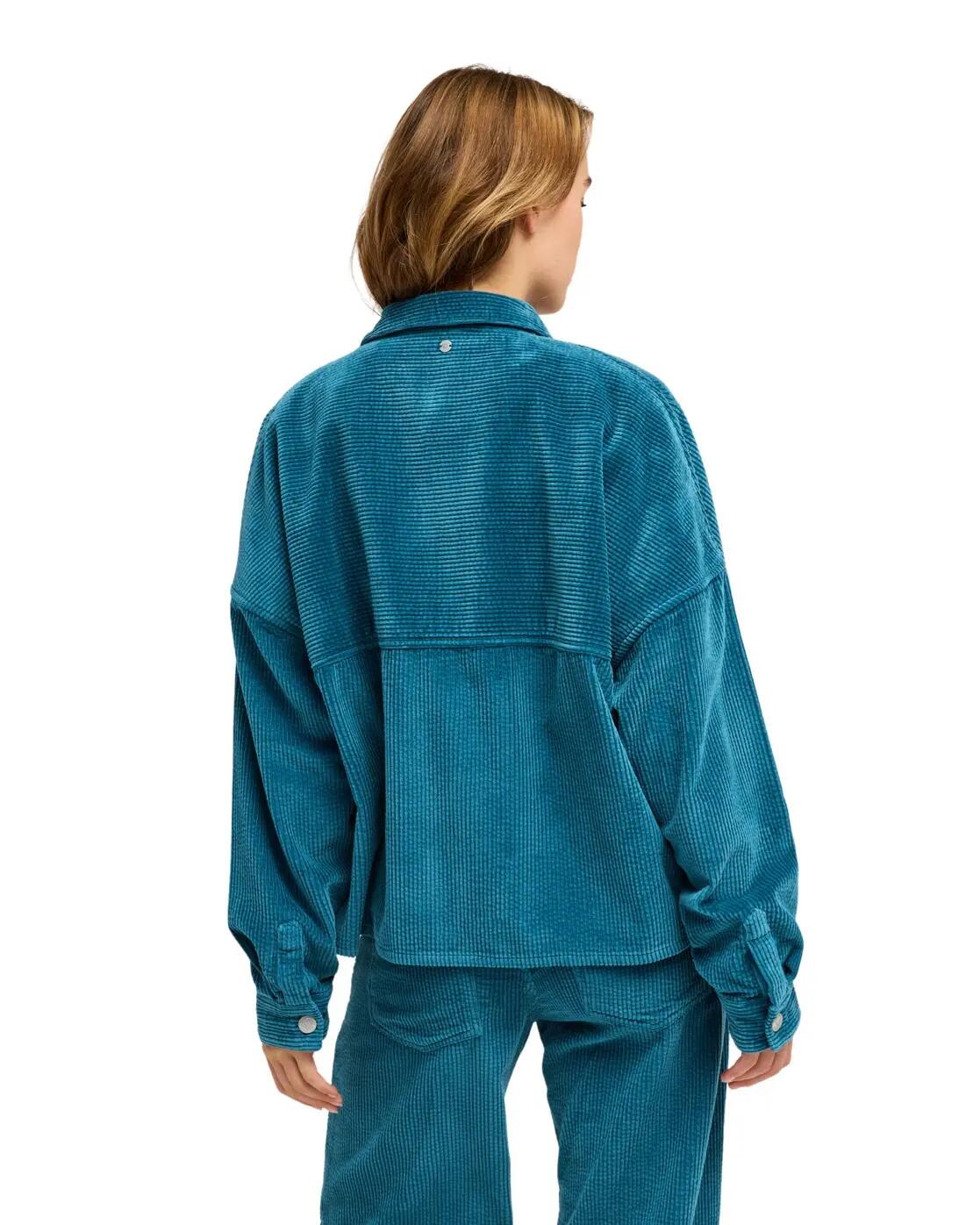 Veste zippée en velours côtelé CHILLED OUT WASHED Bleu Femme 2/4