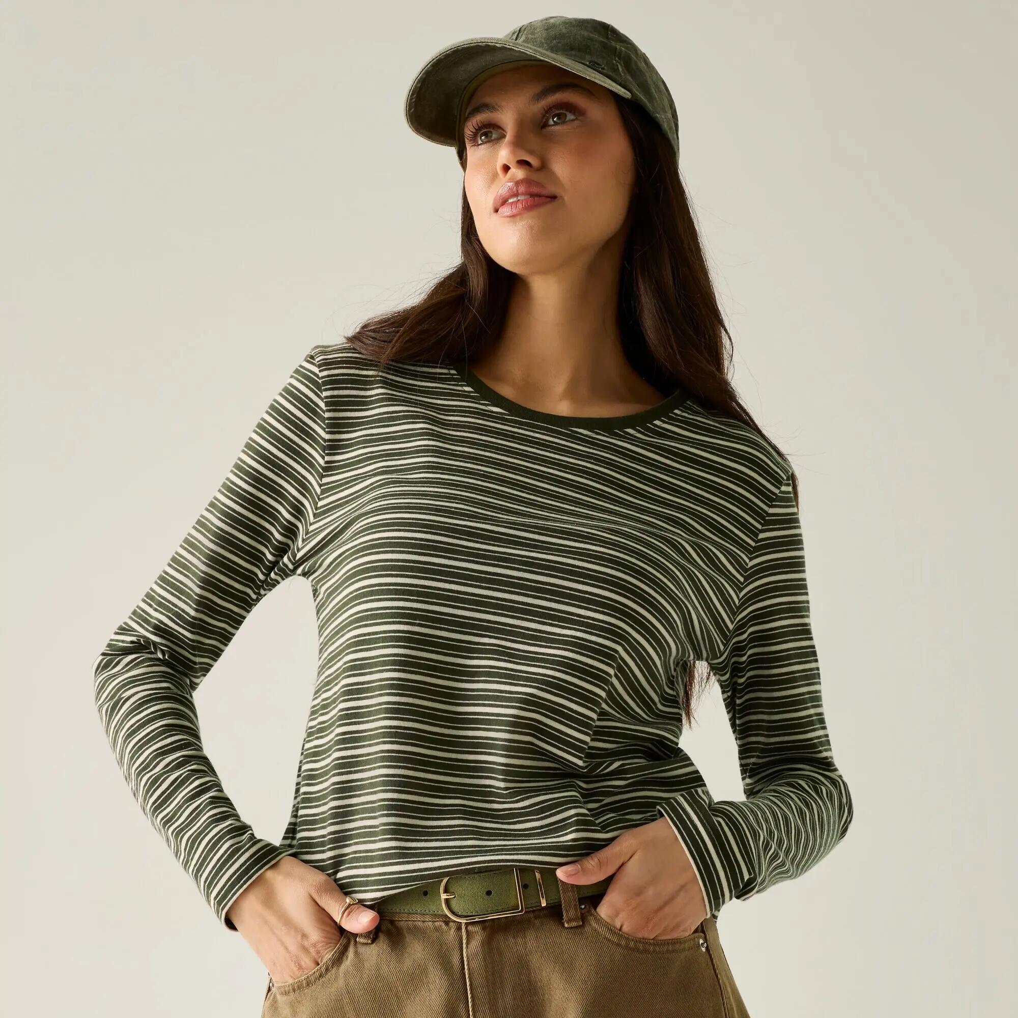 Federica Damen-Langarmshirt mit Rundhalsausschnitt und Streifen 6/10