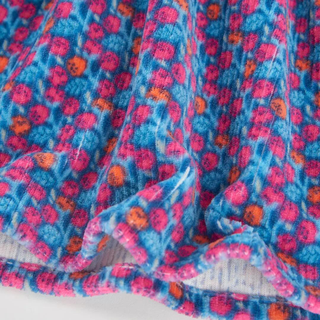 Vestido punto estampado flores azul y rosa 4/4