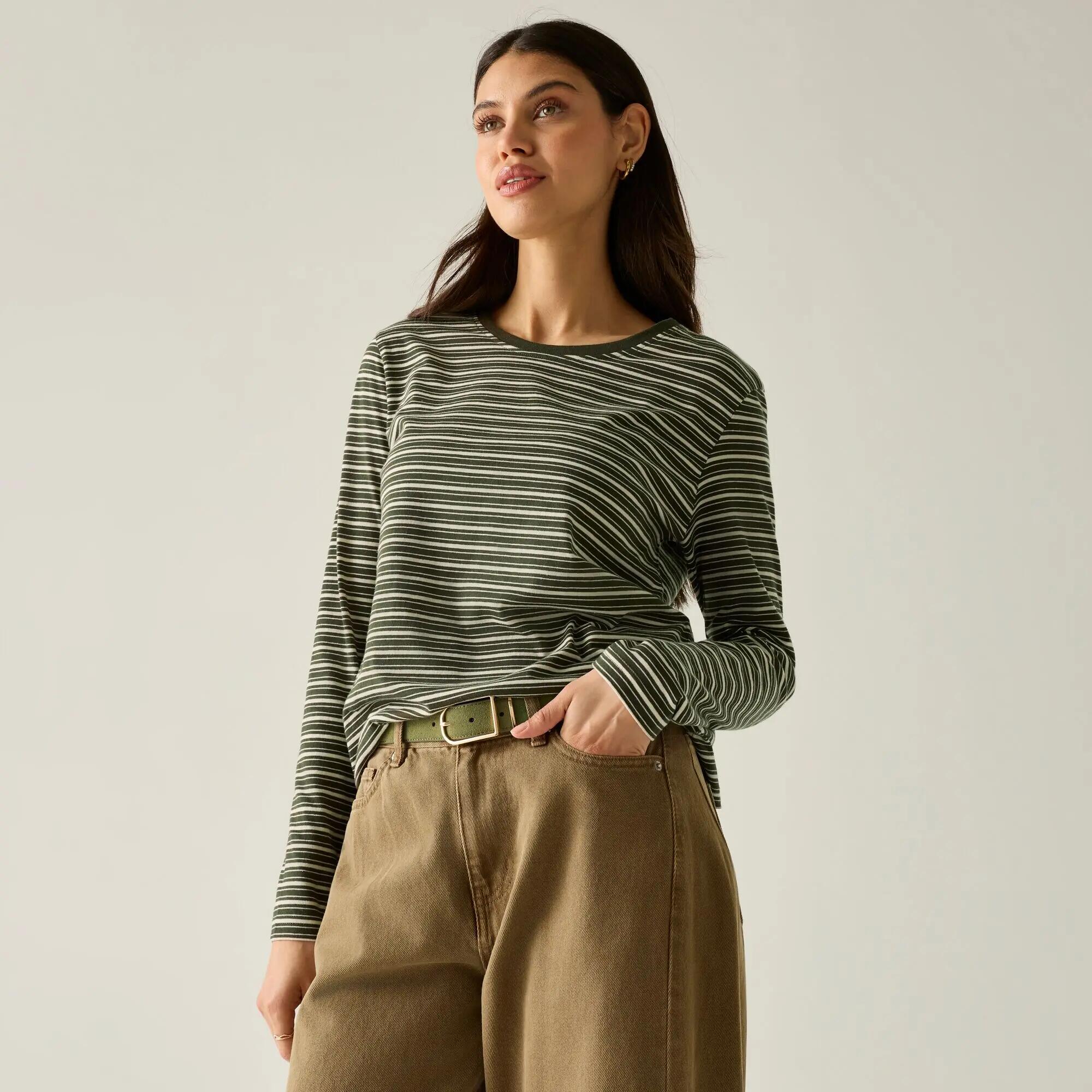 Federica Damen-Langarmshirt mit Rundhalsausschnitt und Streifen 4/10