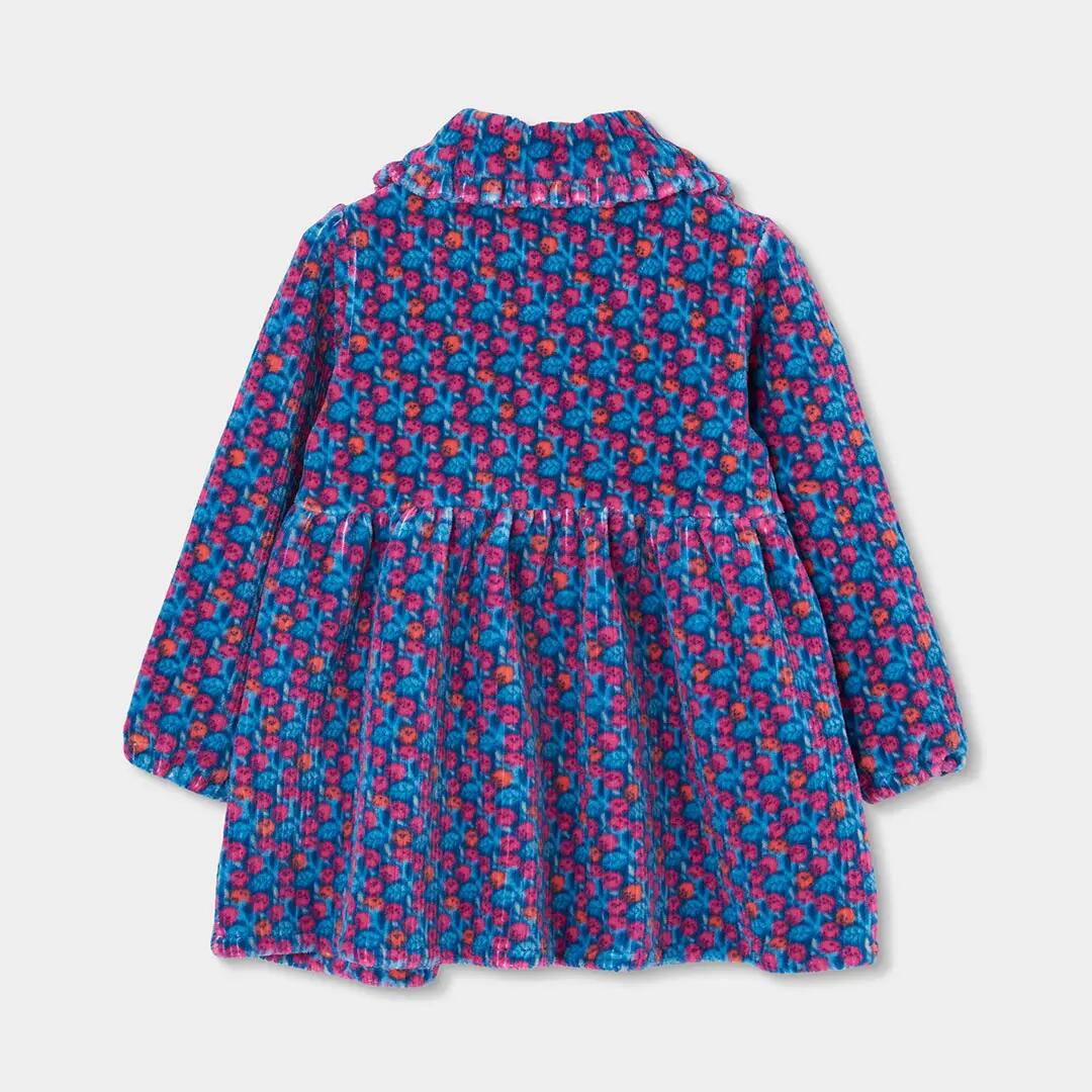 Vestido punto estampado flores azul y rosa 2/4