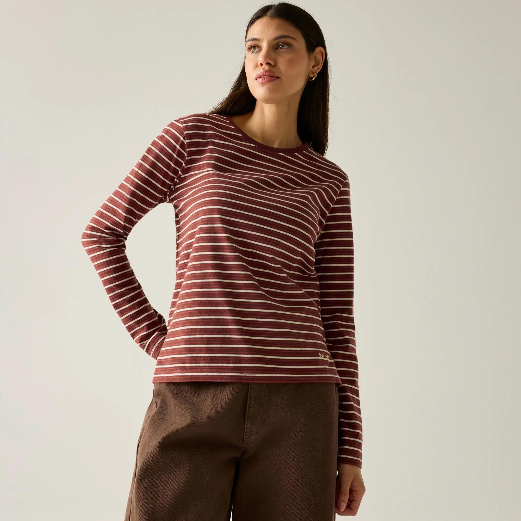 Federica Damen-Langarmshirt mit Rundhalsausschnitt und Streifen 2/10