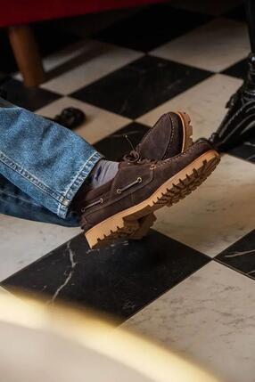 Chaussures bateau - homme - cuir, lacets - raynold - marron